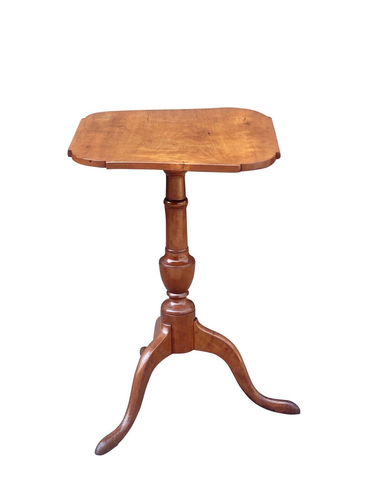 Antique Queen Anne Cherry Candlestand With Ovolo Top & Snake Legs