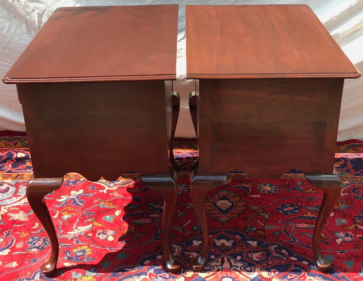 PAIR OF CHIPPENDALE STYLED CHERRY LOWBOYS BY HITCHCOCK FURNITURE