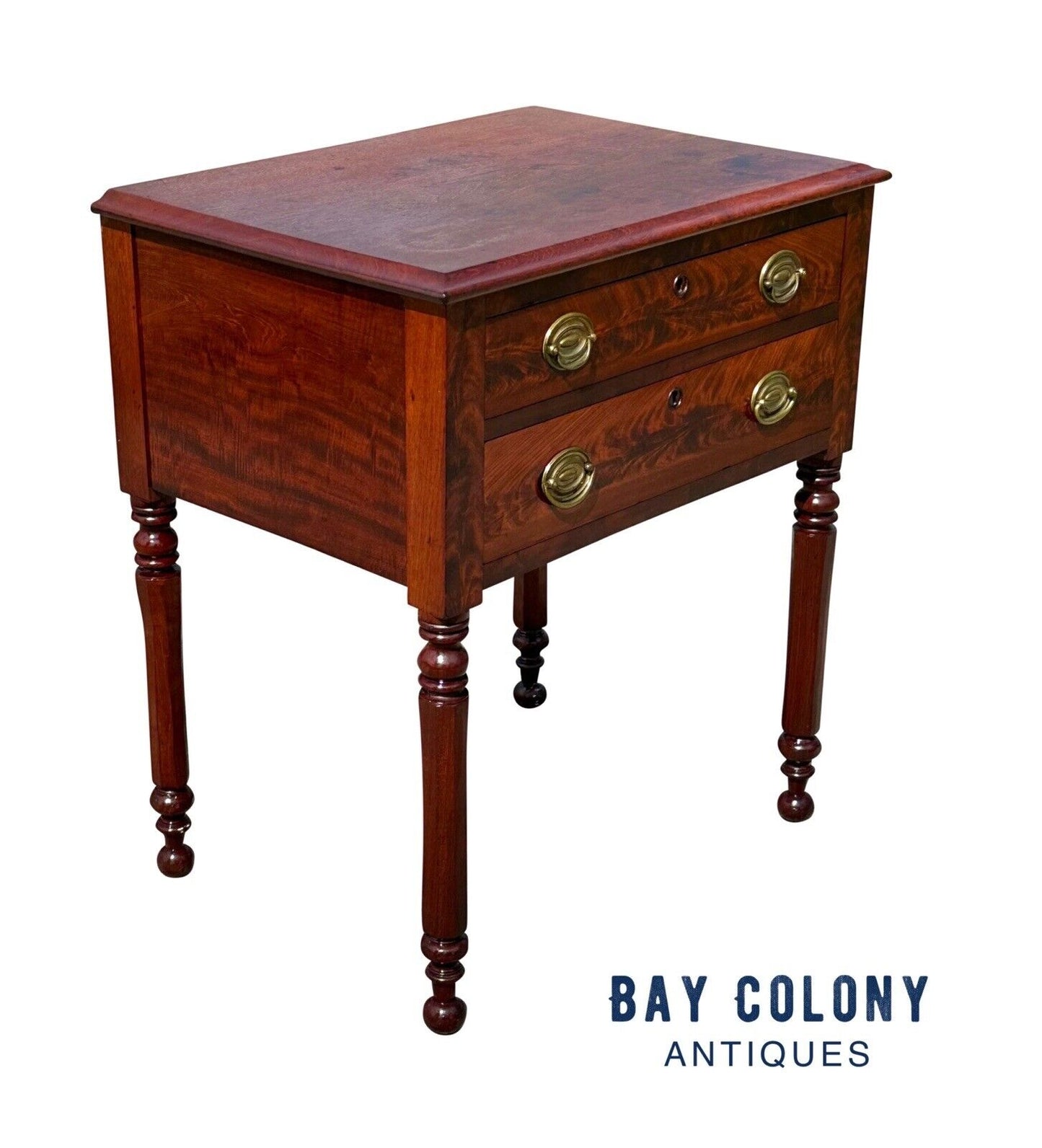 19th Century Antique Sheraton Mahogany Worktable / Stand With Octagonal Legs