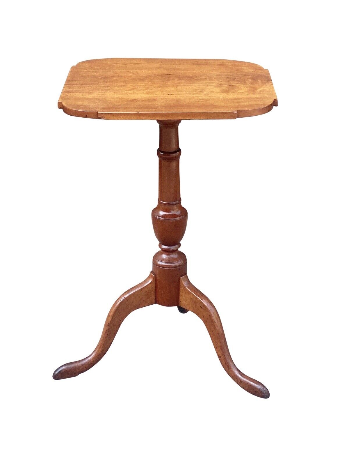 Antique Queen Anne Cherry Candlestand With Ovolo Top & Snake Legs
