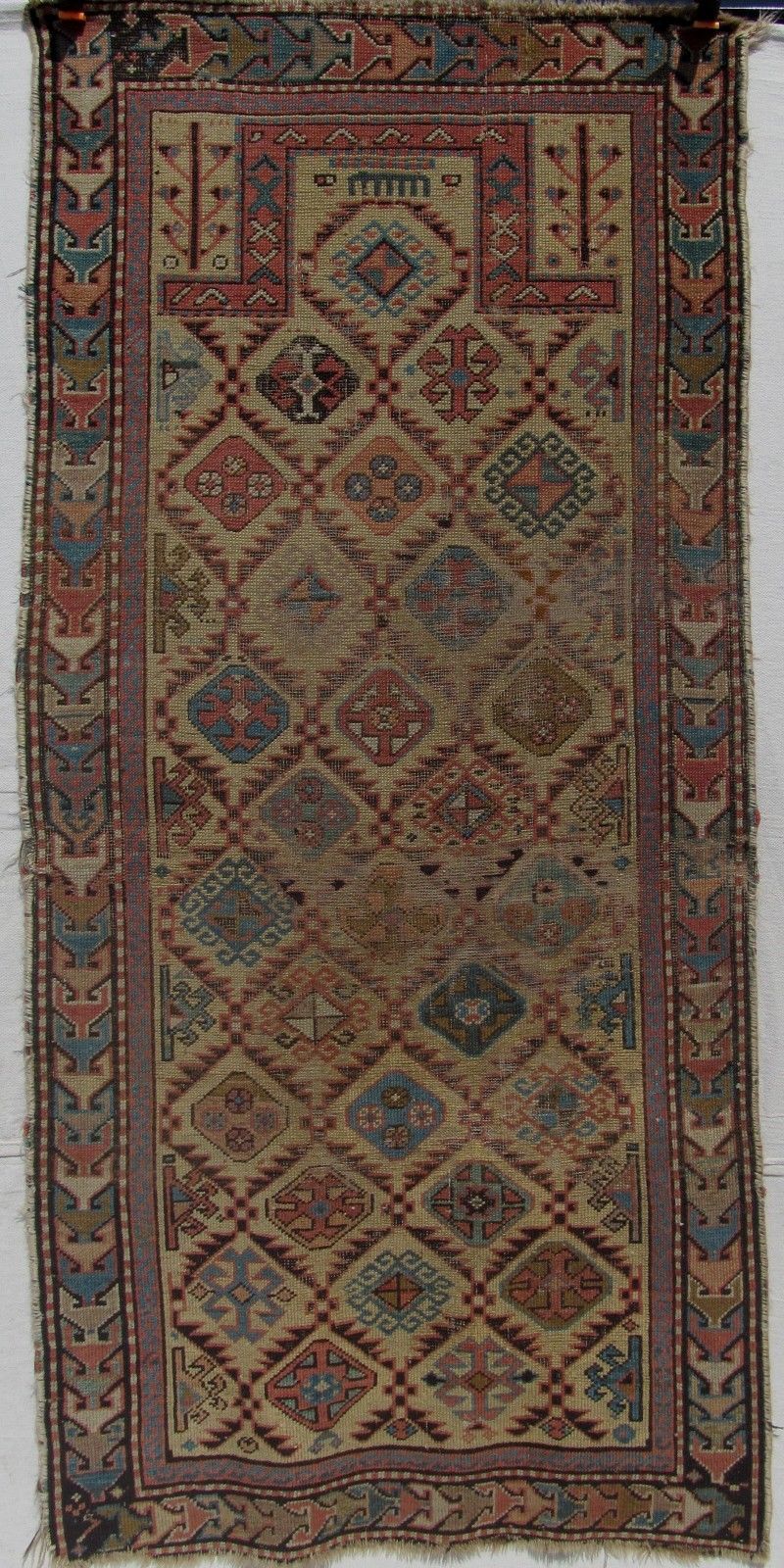 LATE 19TH / EARLY 20TH CENTURY ANTIQUE CAUCASIAN ESTATE CARPET 5'4" X 2'5"