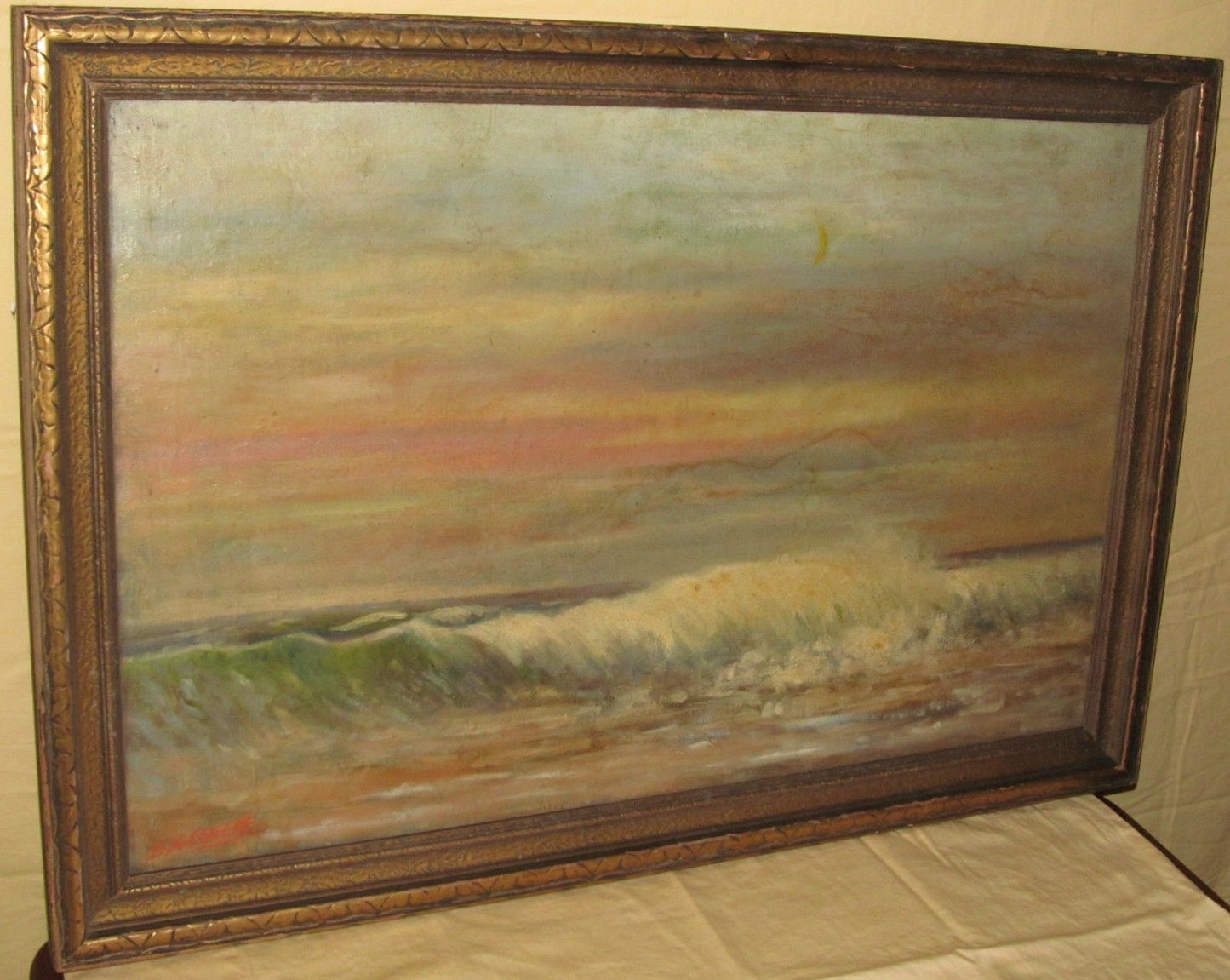 IMPRESSIONIST OIL ON CANVAS COASTAL PAINTING BY S.A. GREENE PHILADELPHIA, P.A.