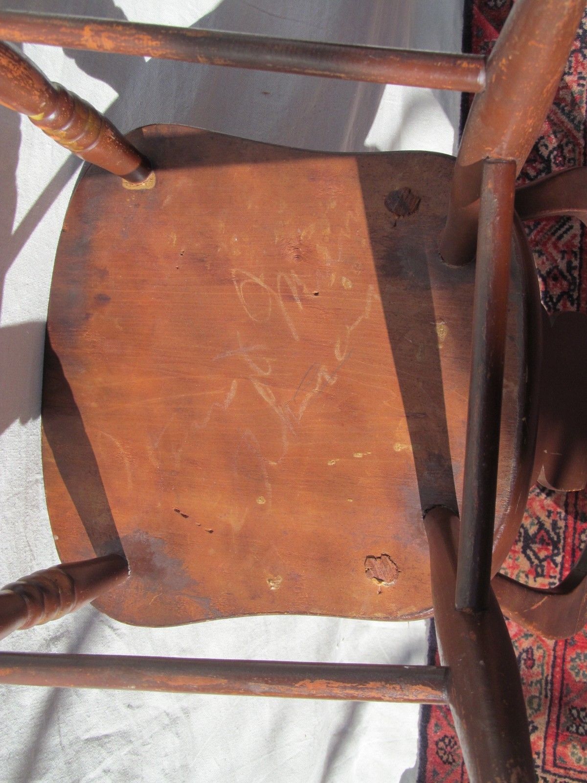 ANTIQUE WONDERFULLY PAINT DECORATED OHIO RIVER VALLEY SET OF FOUR CHAIRS