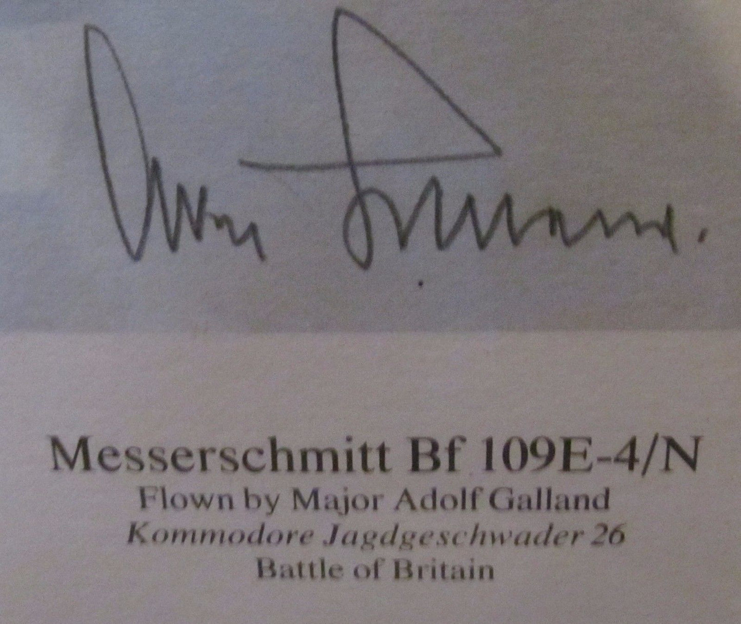 BATTLE OF BRITAIN AVIATION ART- ADOLF GALLANT 'S MESSERSCHMITT BY JOHN FICKLEN