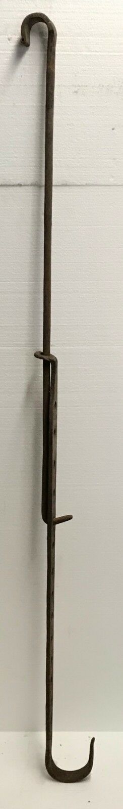 EARLY 19TH C CAST IRON & WROUGHT IRON ADJUSTABLE TRAMMEL