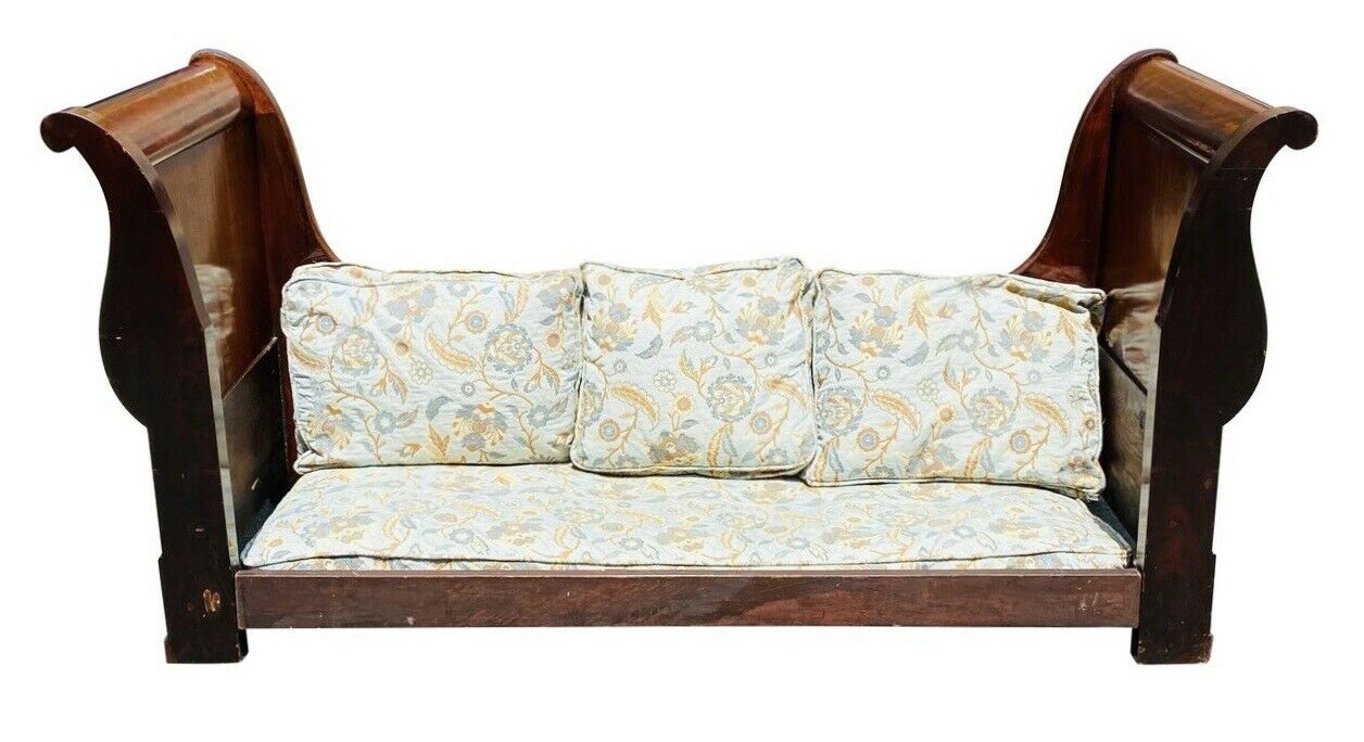 19th C Antique French Empire / Classical Period Mahogany Day Bed / Sofa