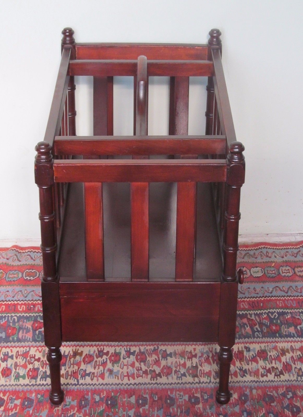 VINTAGE CHIPPENDALE STYLE MAHOGANY CANTERBURY WITH DRAWER