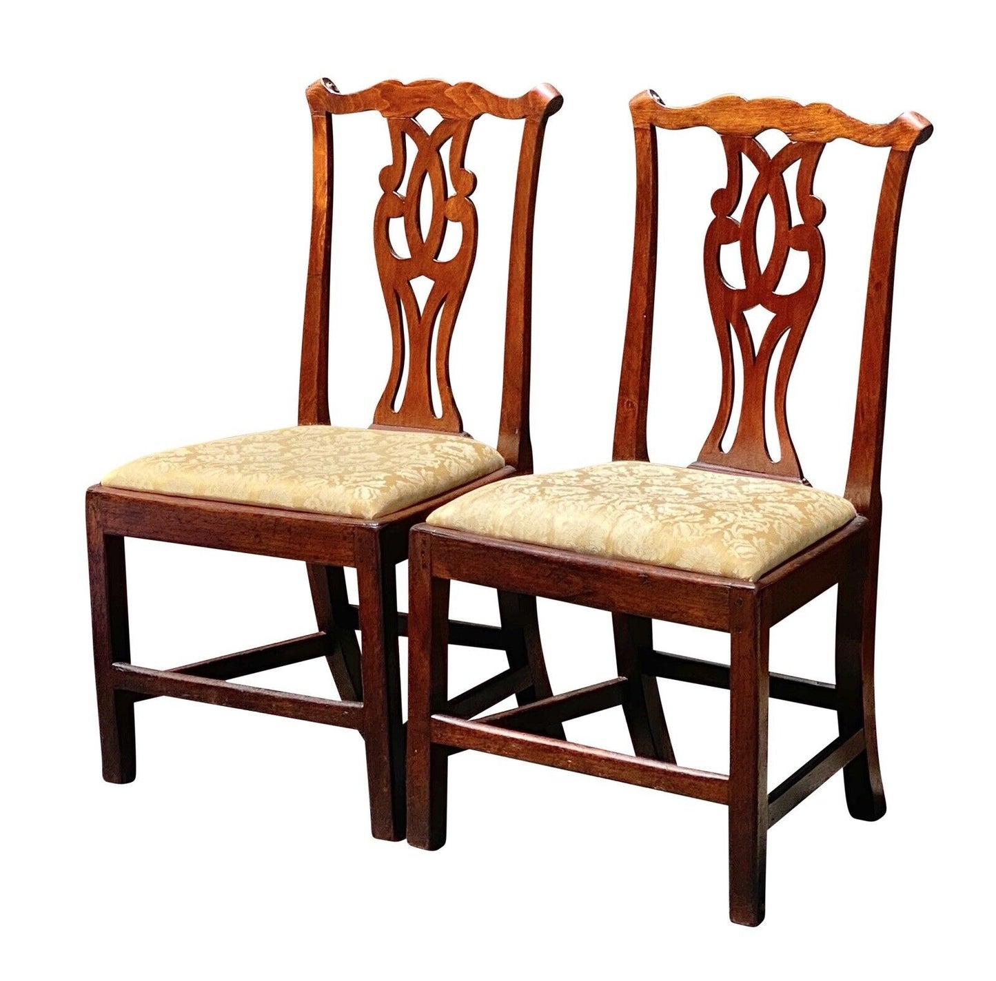 18th C Antique Pair of Chippendale Mahogany Side Chairs