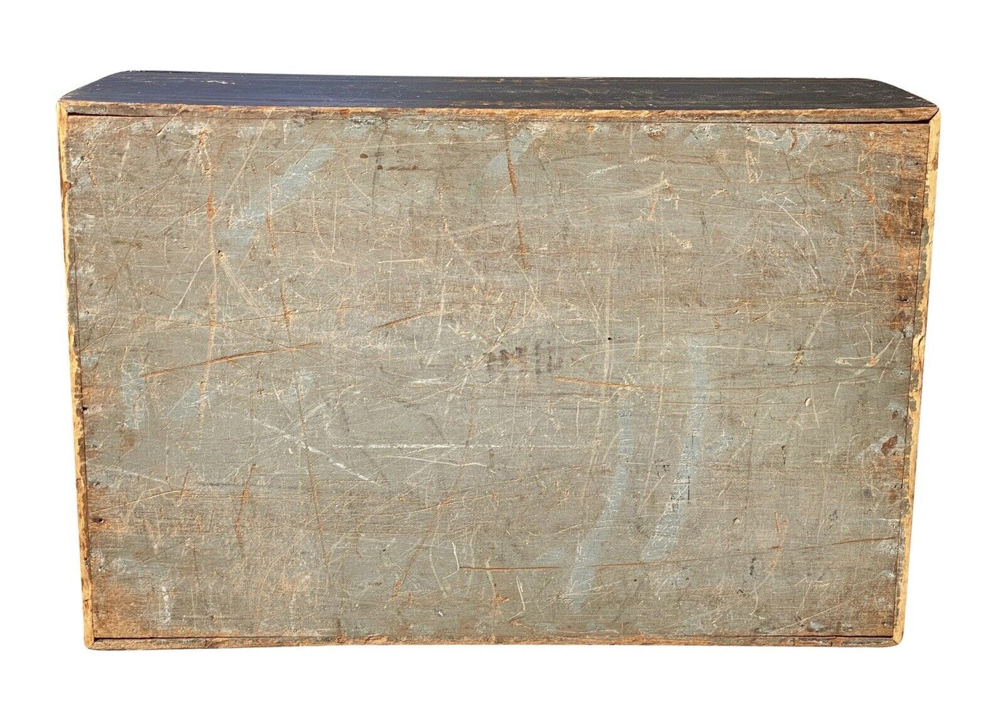 19th C Antique Folk Art Painted Document Box Depicting Native American War Chief