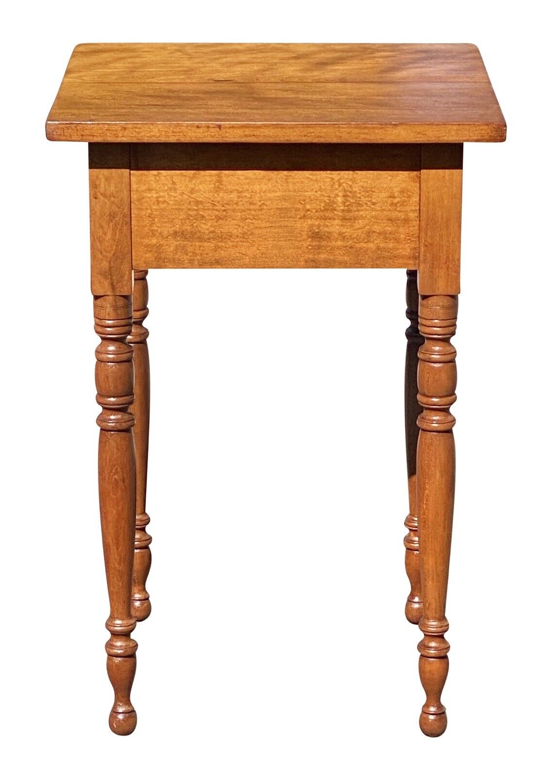19th C Antique Sheraton Cherry & Tiger Maple Worktable / Nightstand
