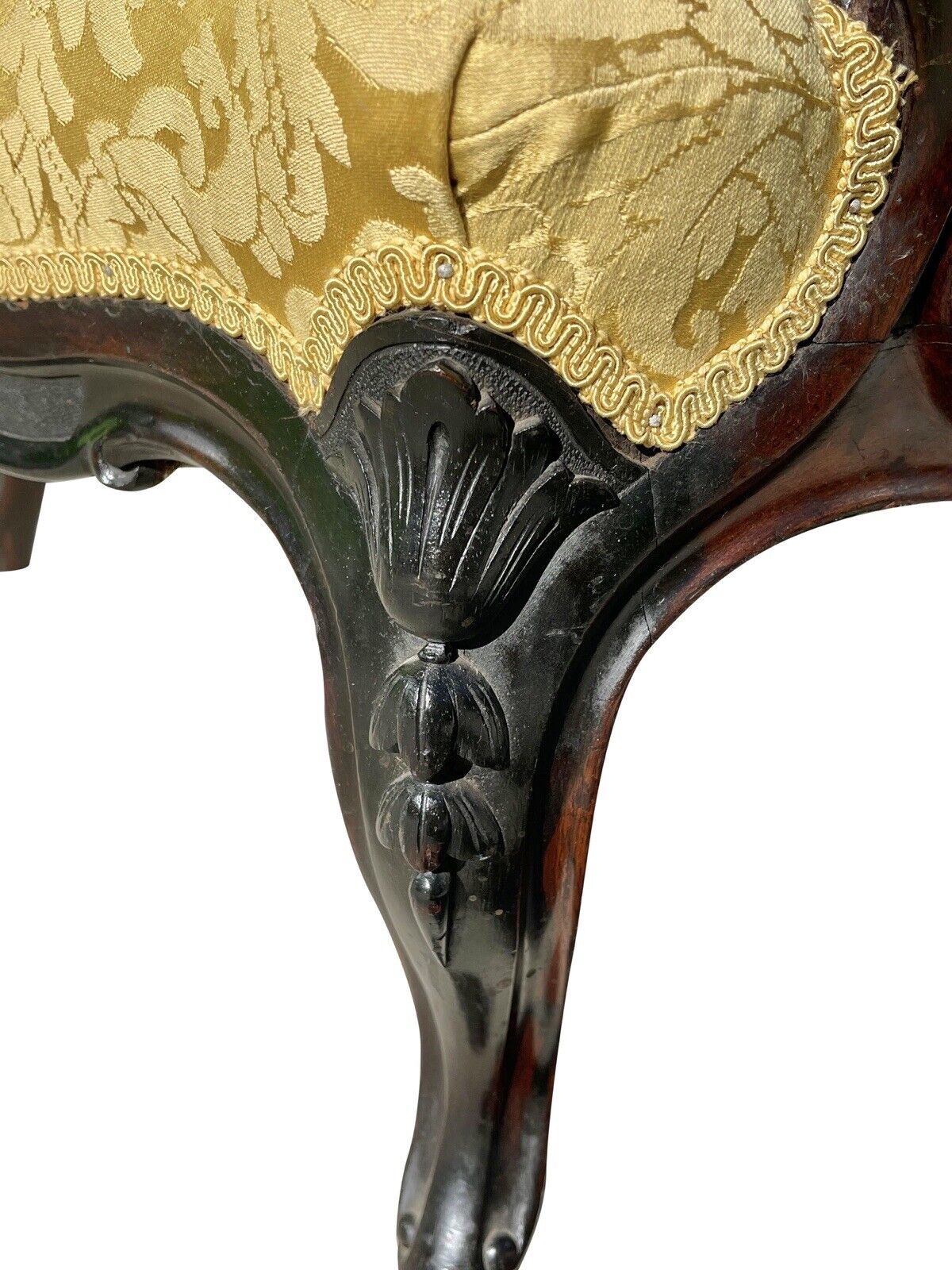 Pair of Louis Xiv Ebonized Rosewood Fauteuil a La Reine Arm Chairs in Satin Gold