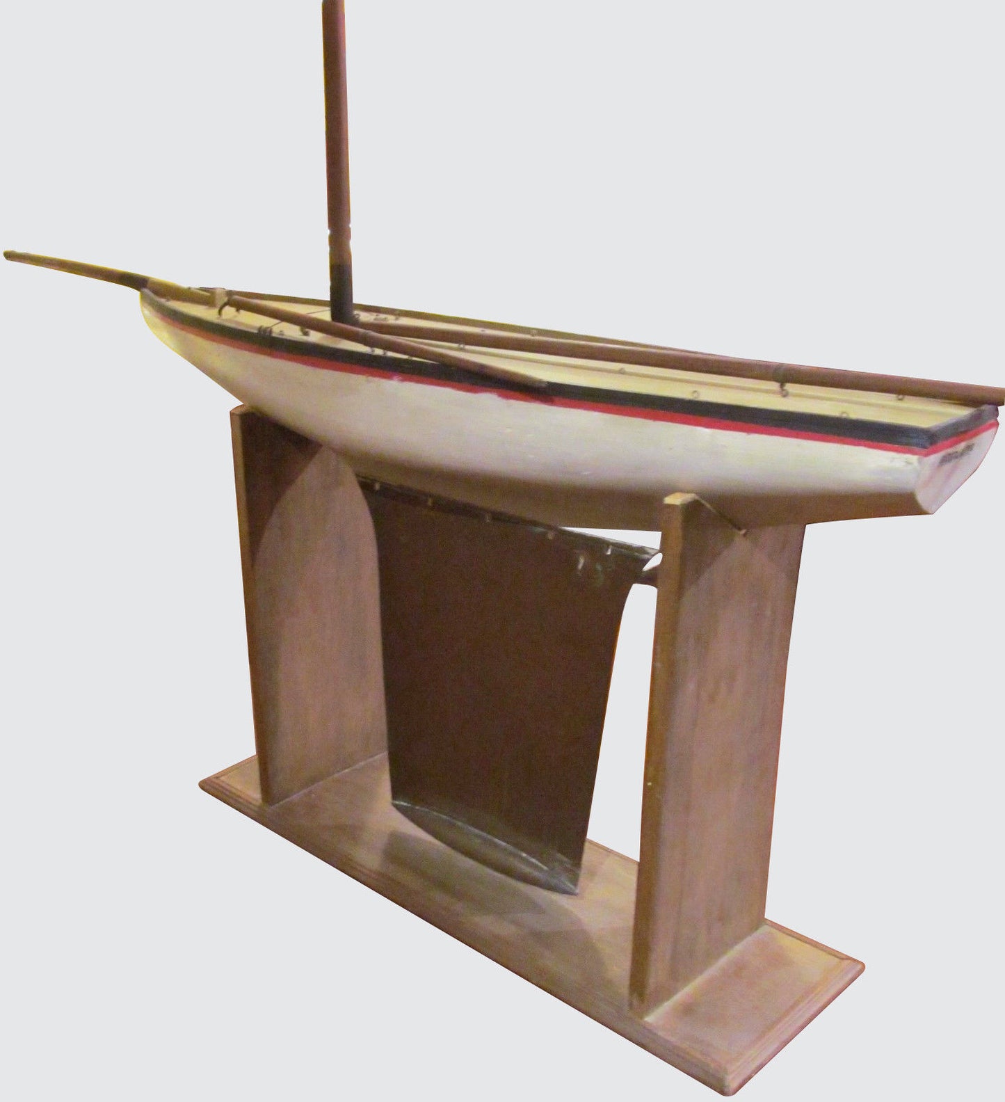 MONUMENTAL 53" ANTIQUE POND BOAT WITH COPPER KEEL & CRADLE