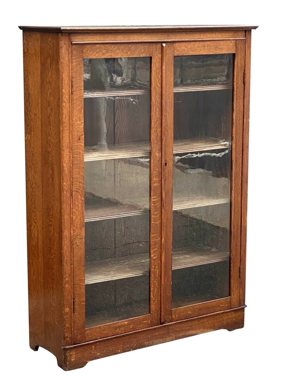 20th C Antique Arts & Crafts Tiger Oak Larkin Double Door Bookcase / Cabinet
