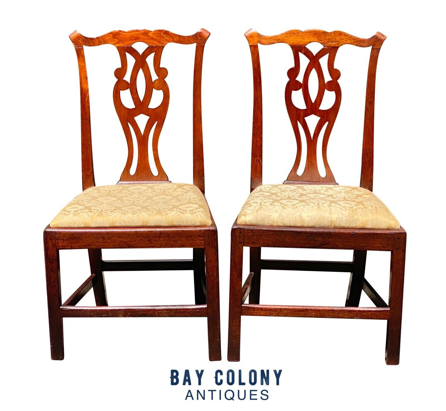 18th C Antique Pair of Chippendale Mahogany Side Chairs