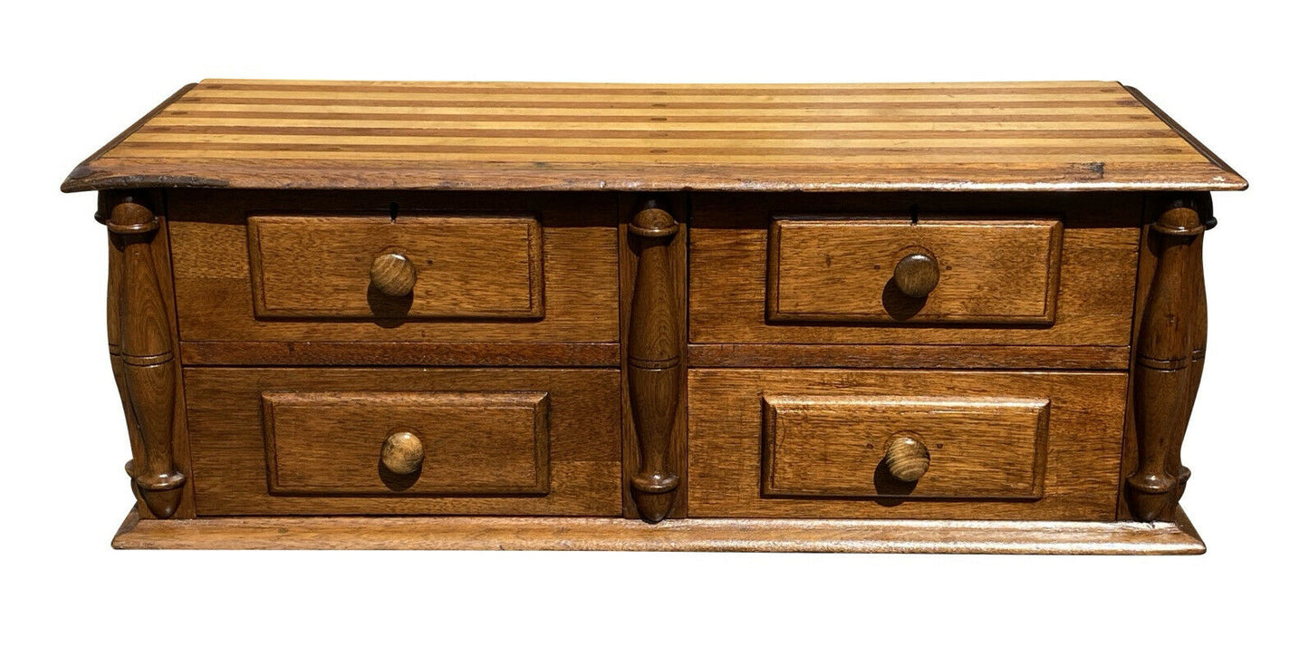 19TH C ANTIQUE FEDERAL PERIOD SOUTHERN WALNUT FOLK ART SPICE BOX / CABINET