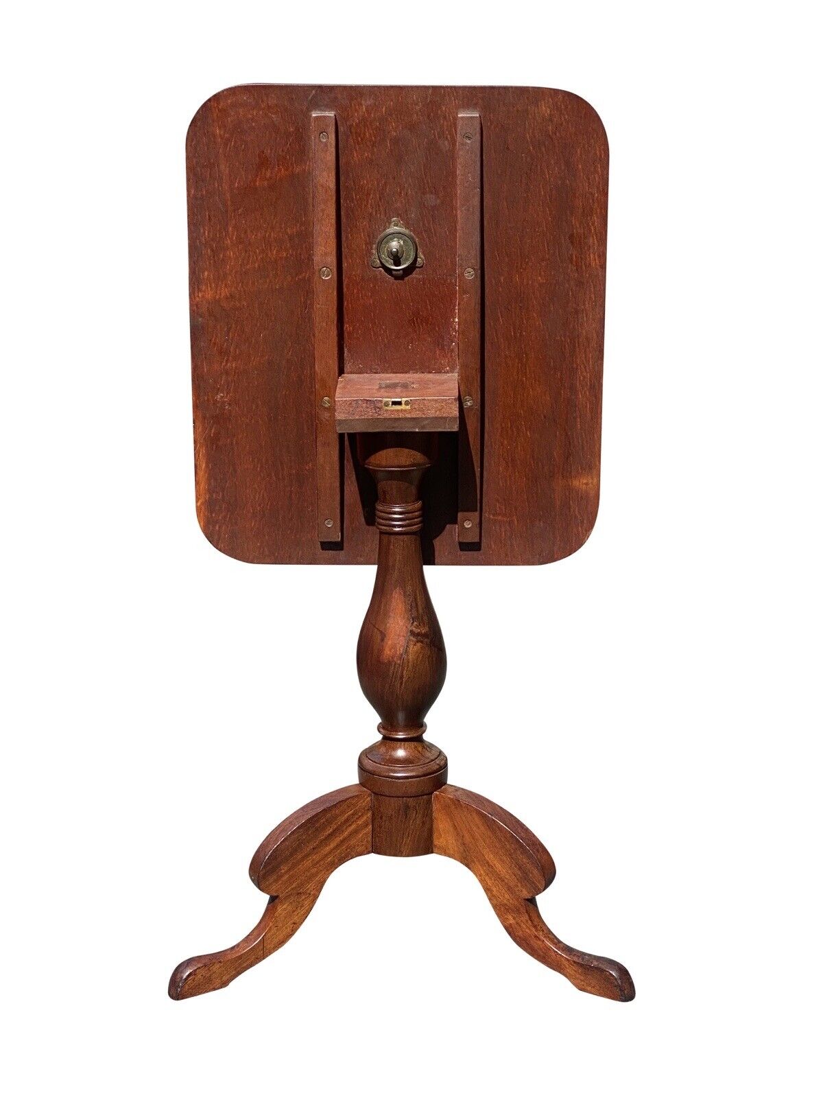 Antique Federal Southern Walnut Tilt Top Tea Table With Rare Cornucopia Legs