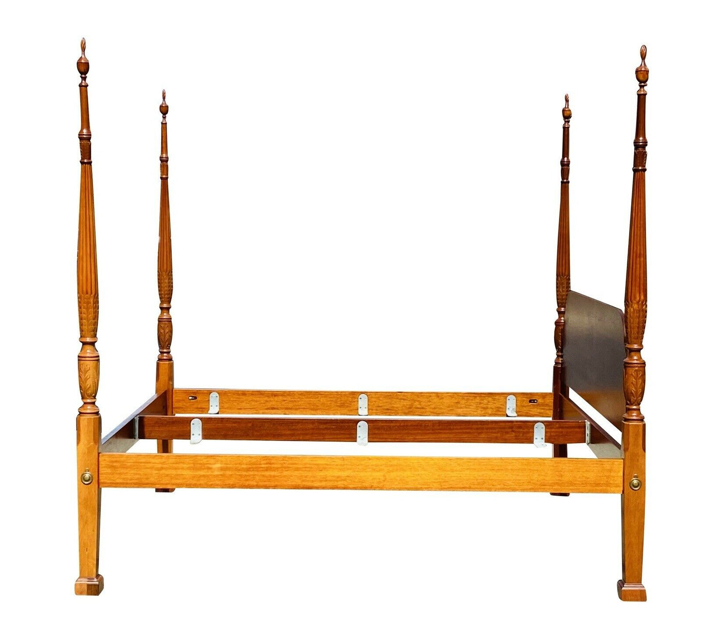 20th C Chippendale Antique Style Mahogany King Size Rice Carved Plantation Bed