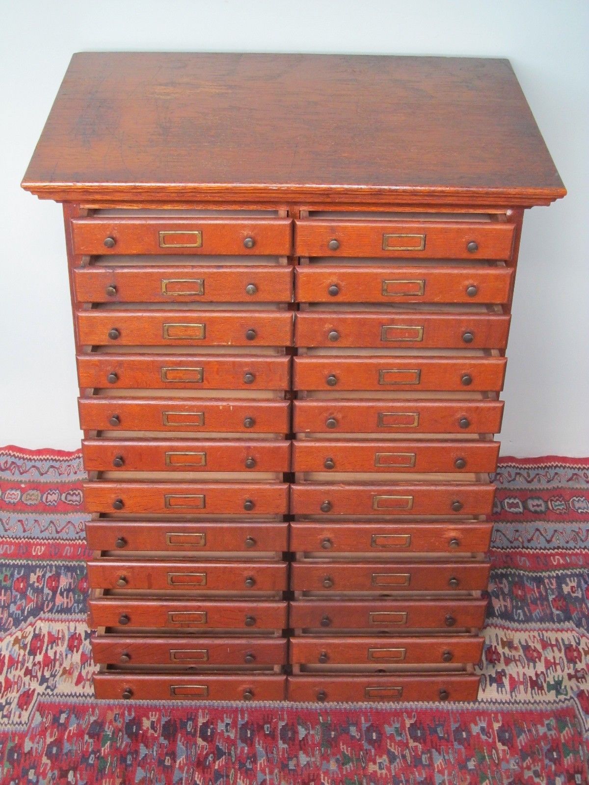 24 DRAWER VICTORIAN SOLID TIGER OAK HARDWARE CABINET-EXCELLENT PIECE!