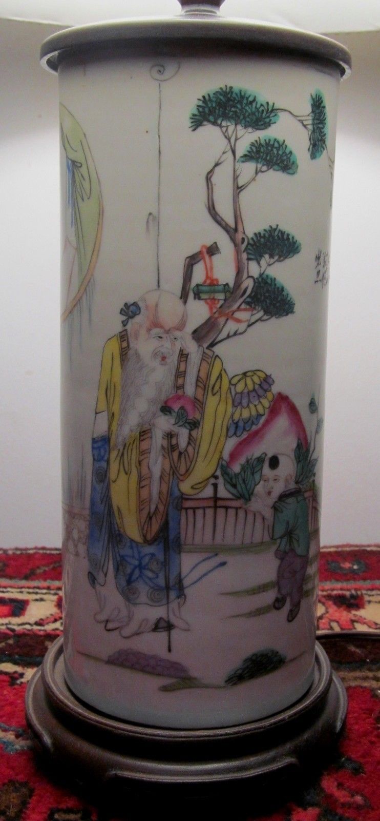 CHINESE ROSE FAMILE LAMP WITH BRUSH POT BODY