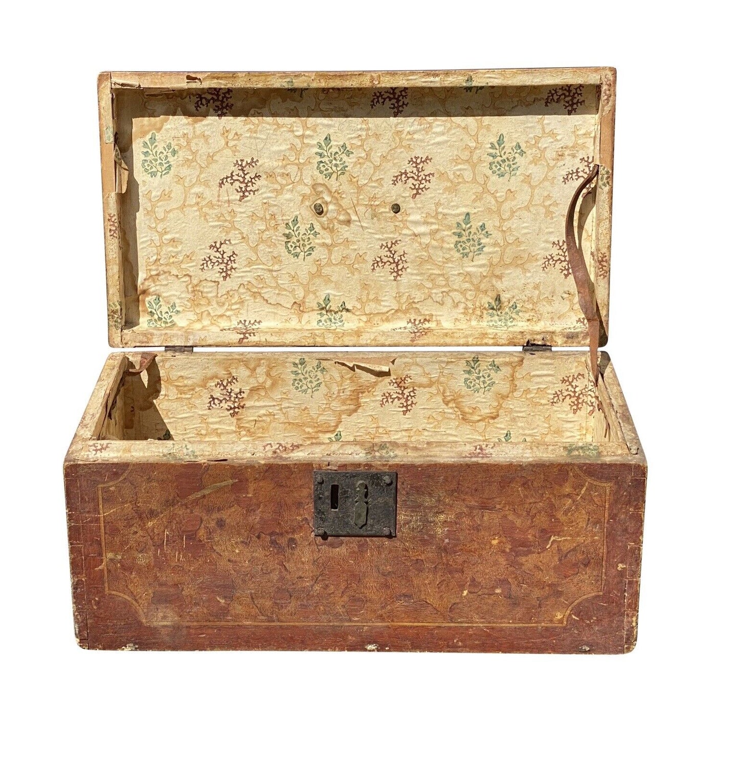 Antique Painted Document Box - Faux Tortoise Shell Decoration