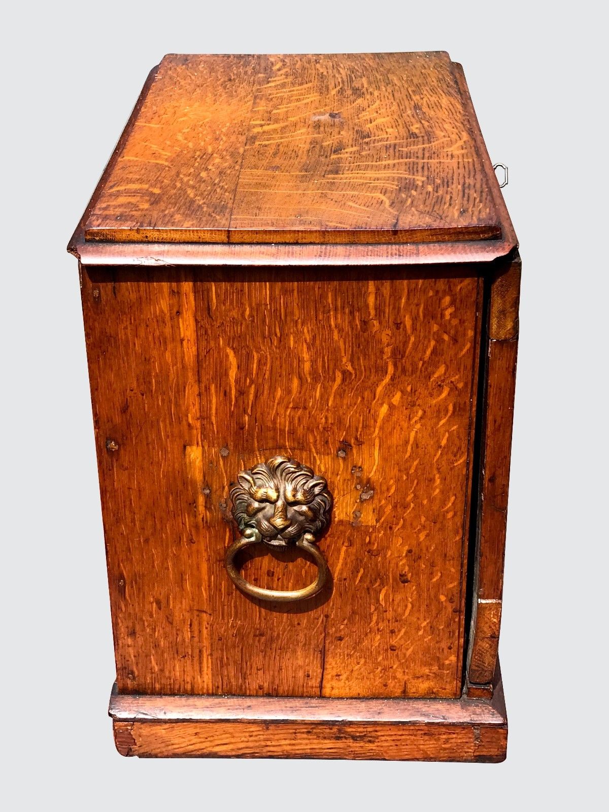 19TH C. ENGLISH TIGER OAK VICTORIAN DESK TOP LETTER / DOCUMENT BOX
