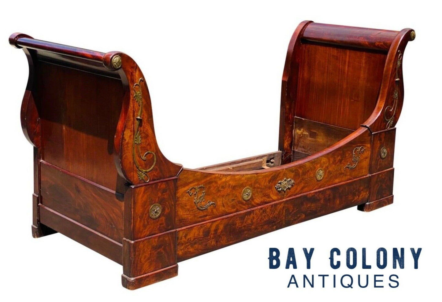 19th C Antique French Empire / Classical Period Mahogany Day Bed / Sofa
