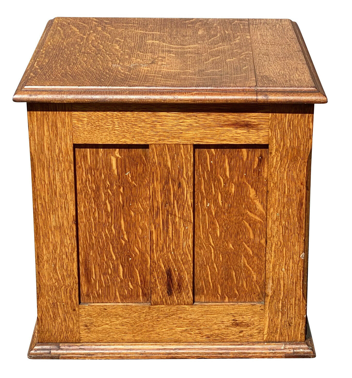20TH C ANTIQUE TIGER OAK 4 DRAWER LIBRARY BUREAU MAKERS DESKTOP FILE CABINET