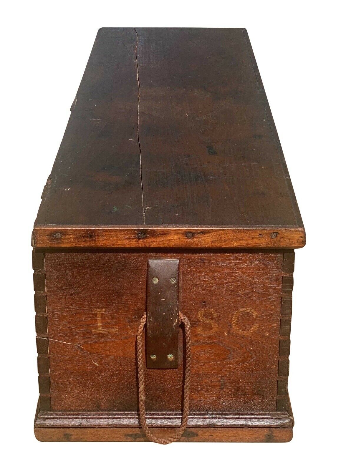 18TH C ANTIQUE WALNUT NAUTICAL CANTED SEA CHEST / RIFLE BOX ~ MUNITIONS CHEST