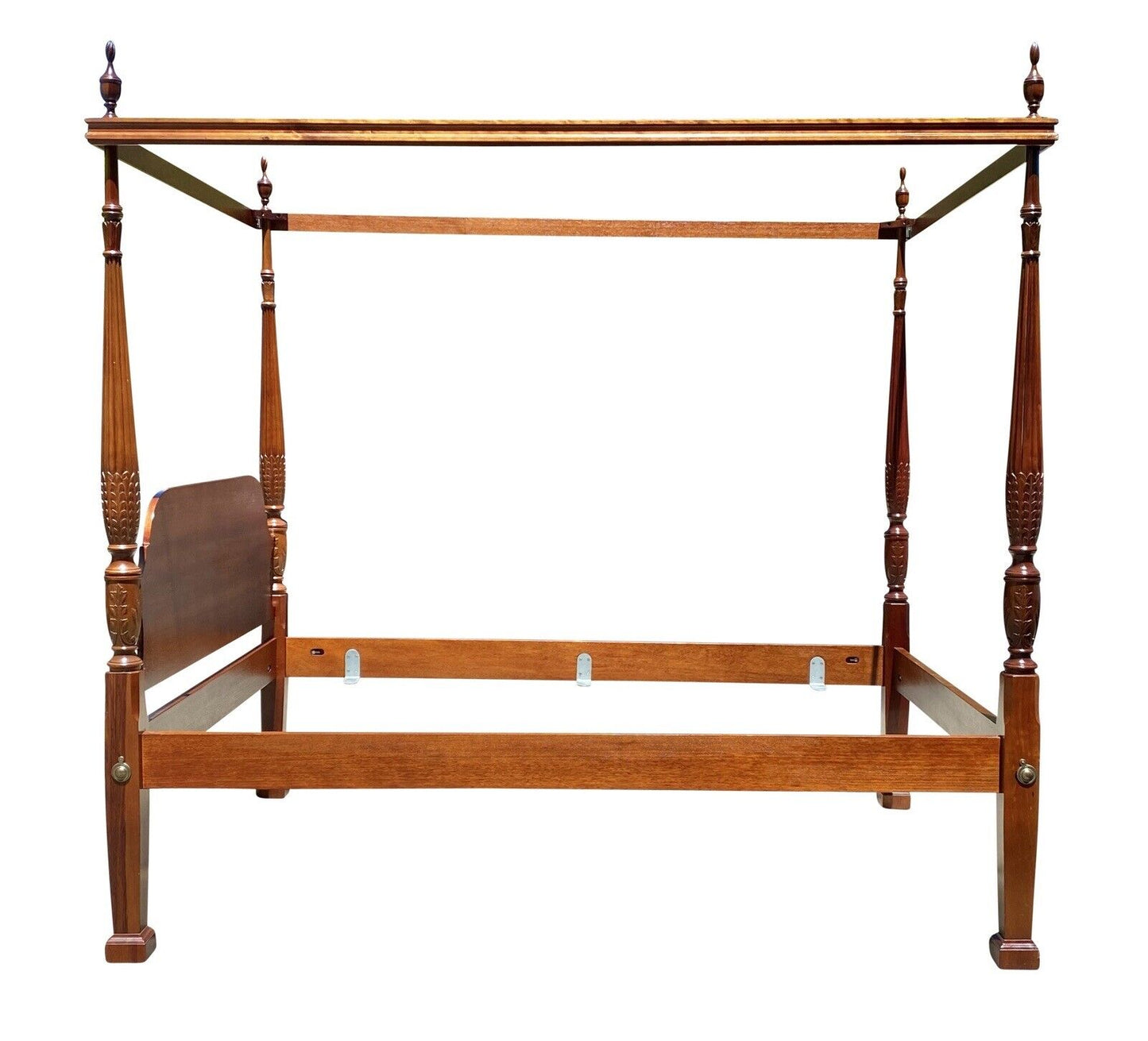 20th C Chippendale Antique Style Mahogany Queen Size Rice Carved Tester Bed