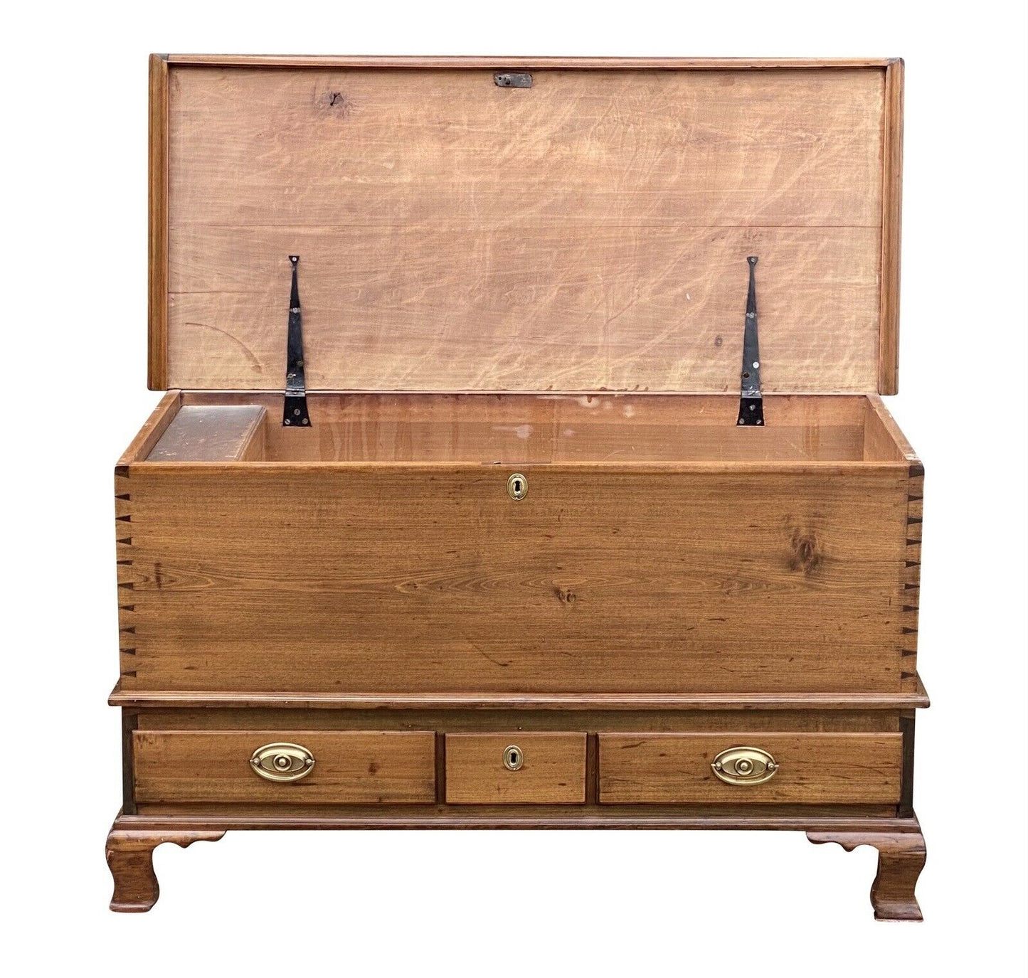 20th C Queen Anne Antique Style Pennsylvania Softwood Blanket Chest with Drawers