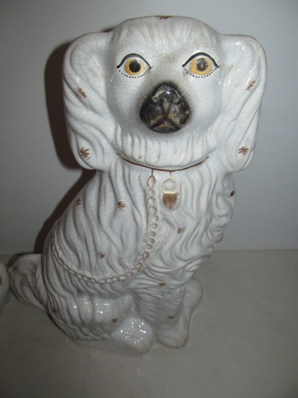 PAIR OF RARE 15 1/2" STAFFORDSHIRE SPANIELS