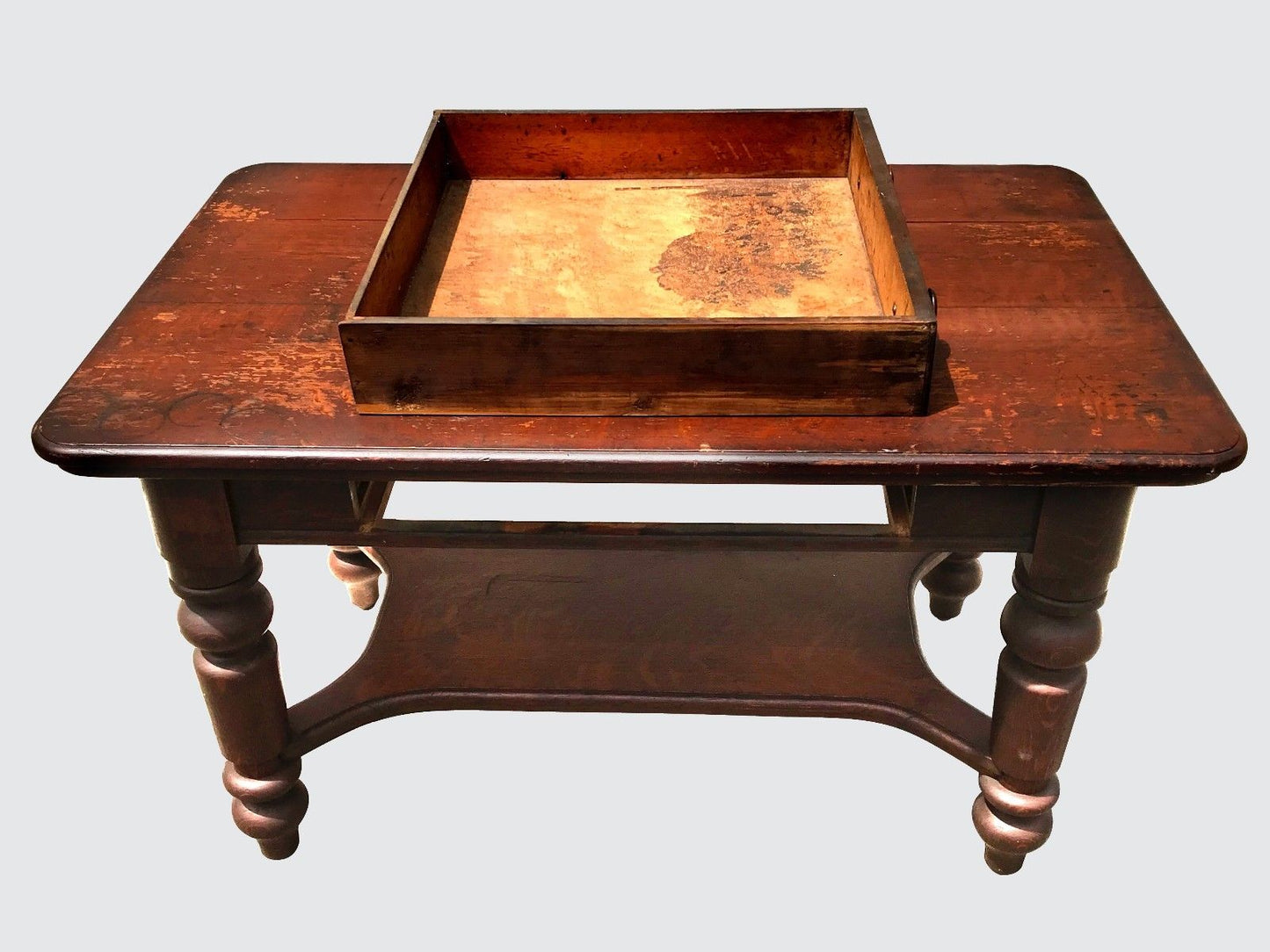 VICTORIAN SOLID OAK 1 DRAWER LIBRARY TABLE / DESK IN ORIGINAL FINISH