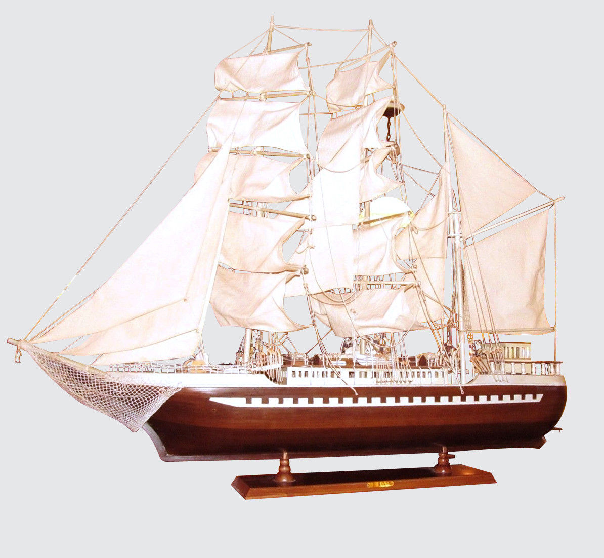 MASSIVE 57" LONG RIGGED TRIPLE MASTED SAILING SHIP MODEL