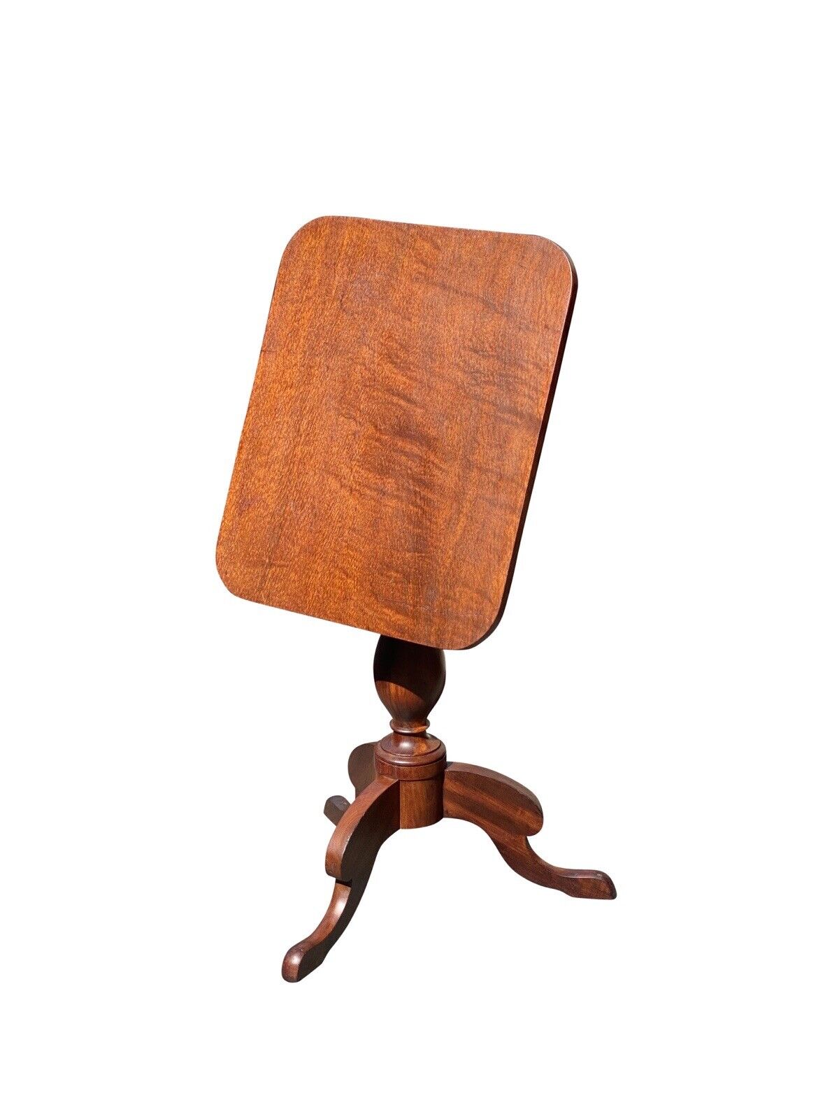 Antique Federal Southern Walnut Tilt Top Tea Table With Rare Cornucopia Legs
