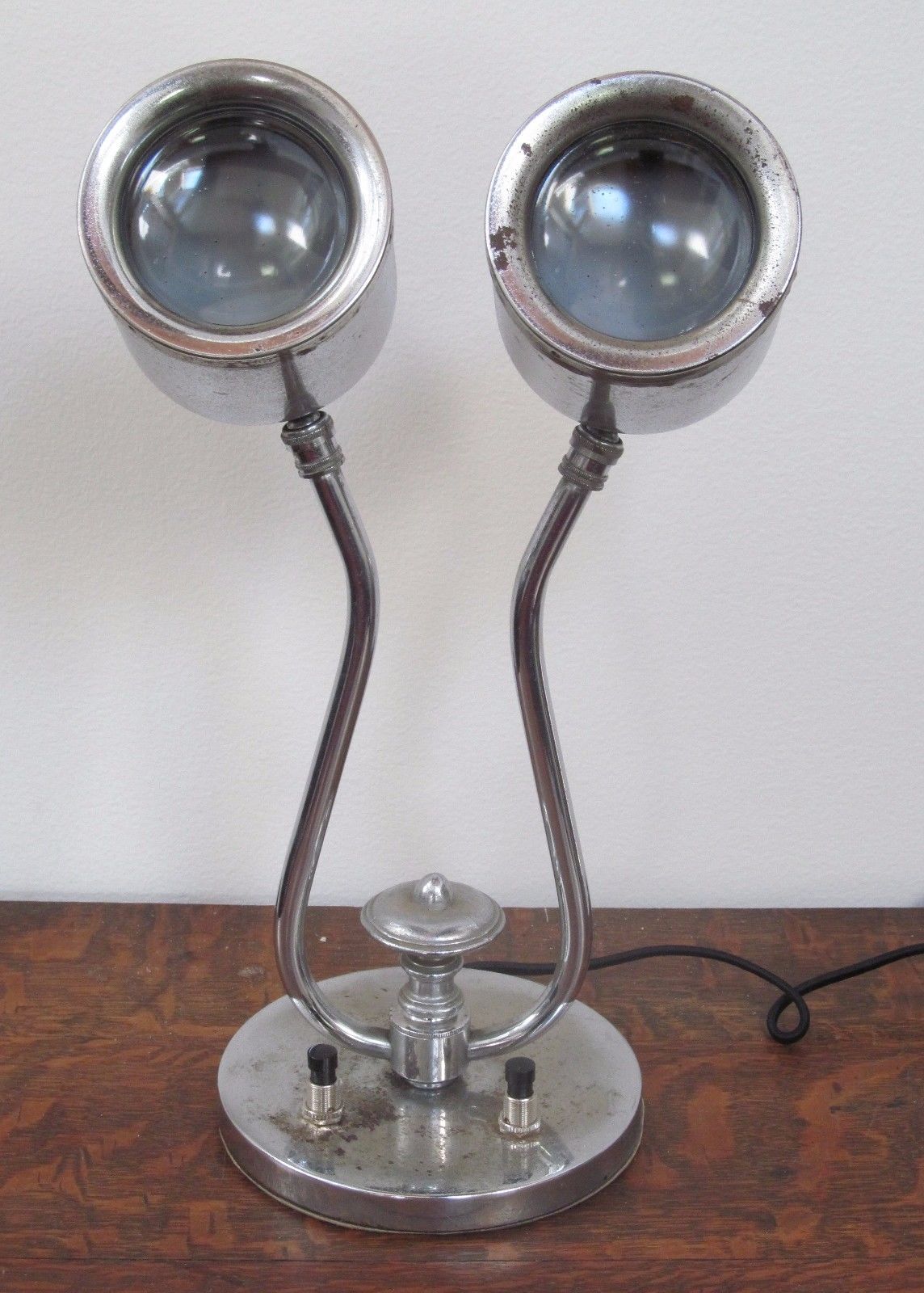 1950'S MODERN CHROME DOUBLE HEAD PHYSICIAN'S LAMP