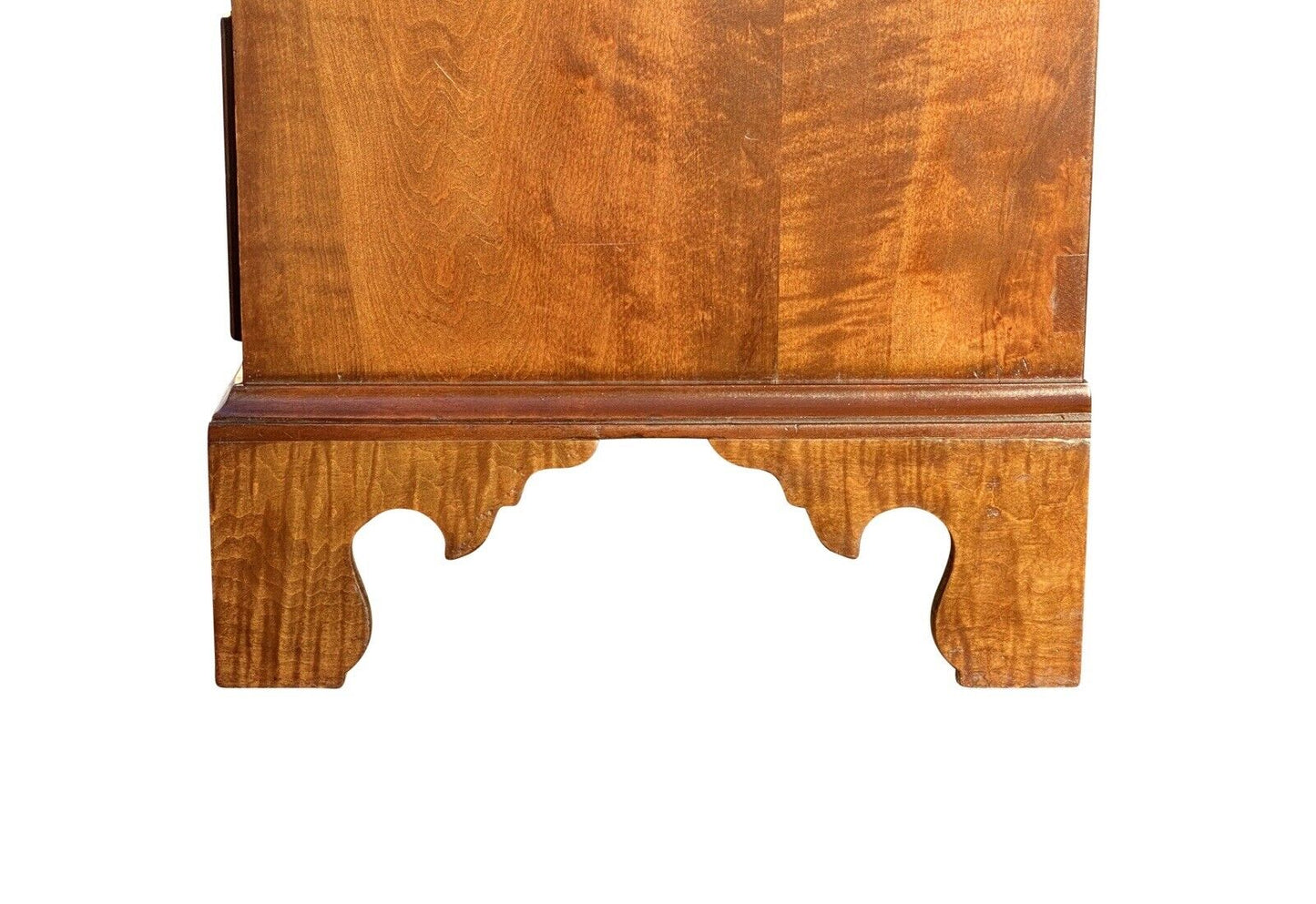 20th C Chippendale Antique Style Tiger Maple Slant Lid Desk With Hidden Drawer