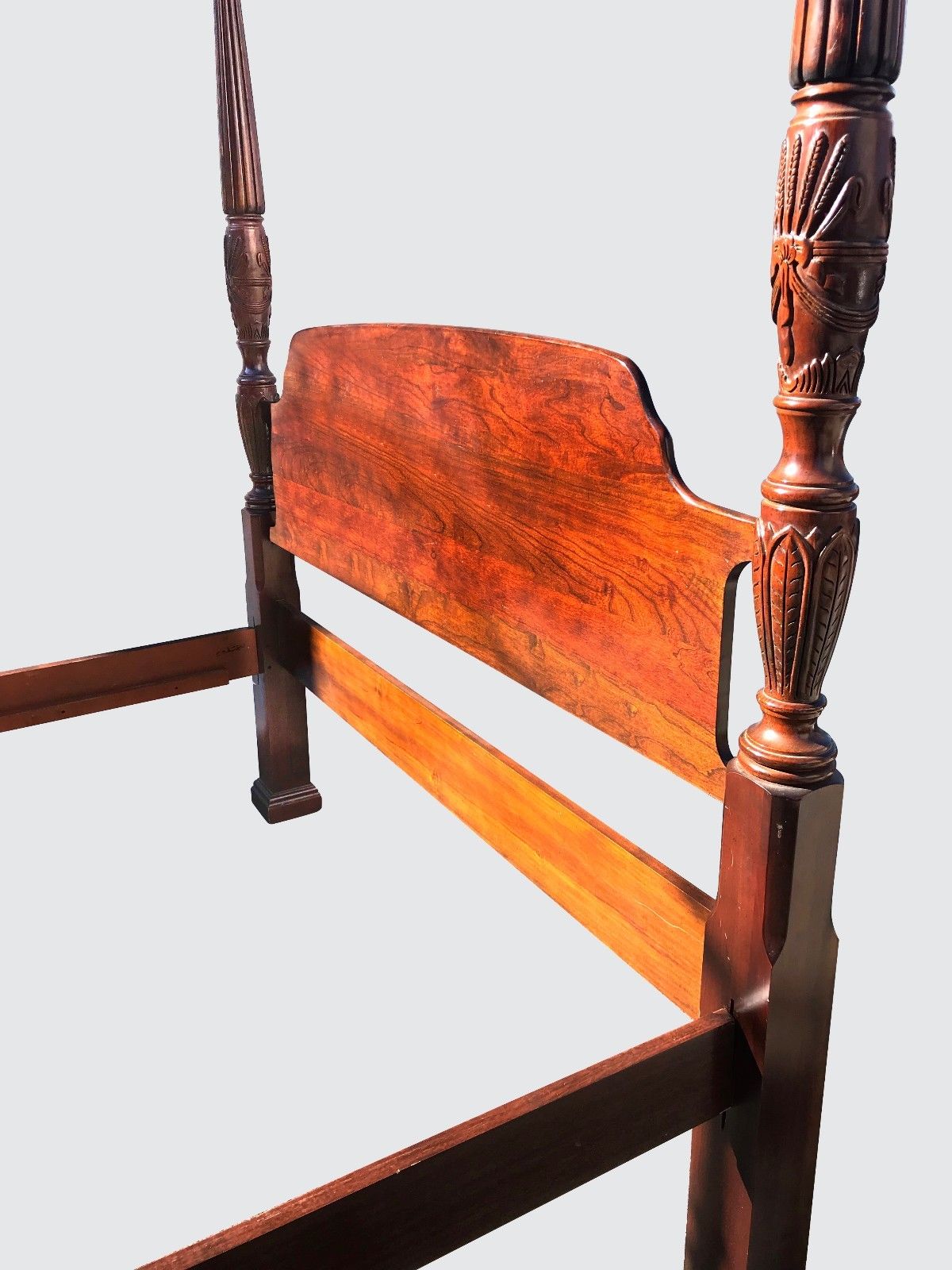 CHERRY TALL FOUR POSTER RICE CARVED CHIPPENDALE PLANTATION BED-FINEST QUALITY