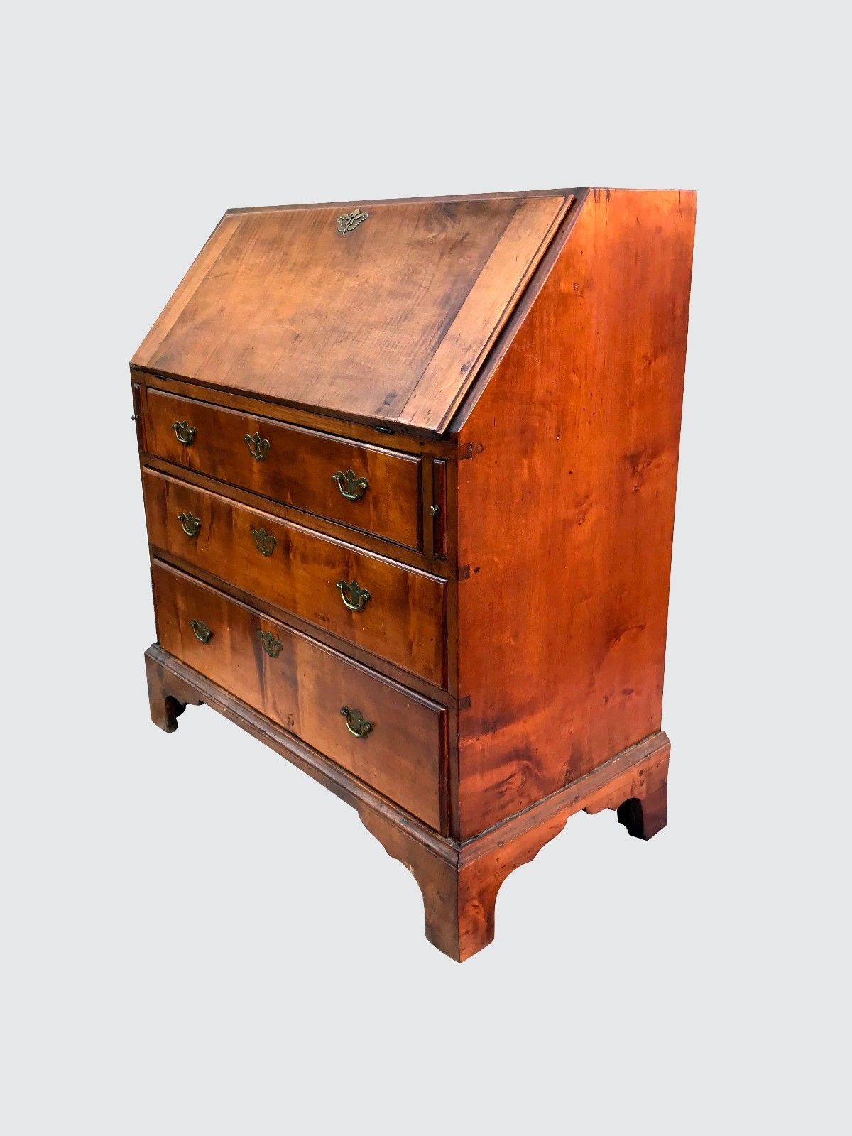 18TH CENTURY QUEEN ANNE PERIOD TIGER MAPLE DESK-A TREASURE!
