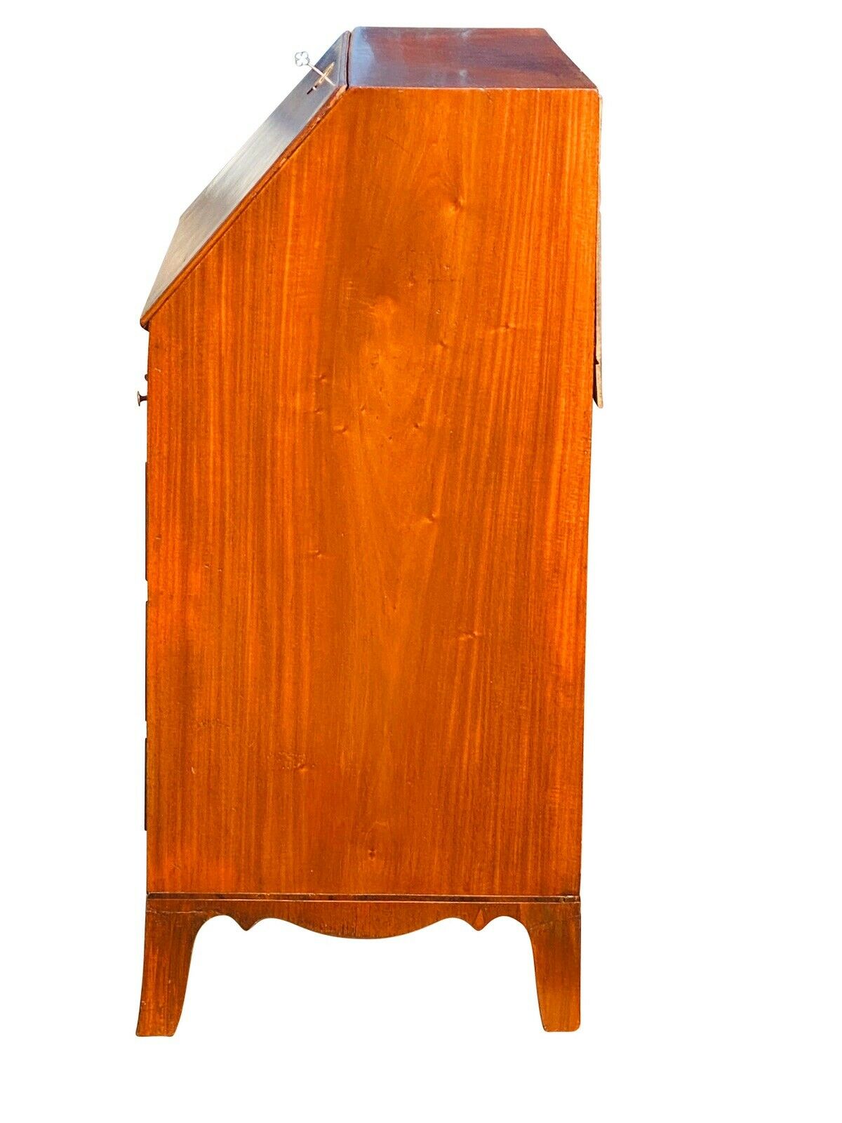 19TH C ANTIQUE AMERICAN HEPPLEWHITE MAHOGANY SLANT LID SECRETARY DESK