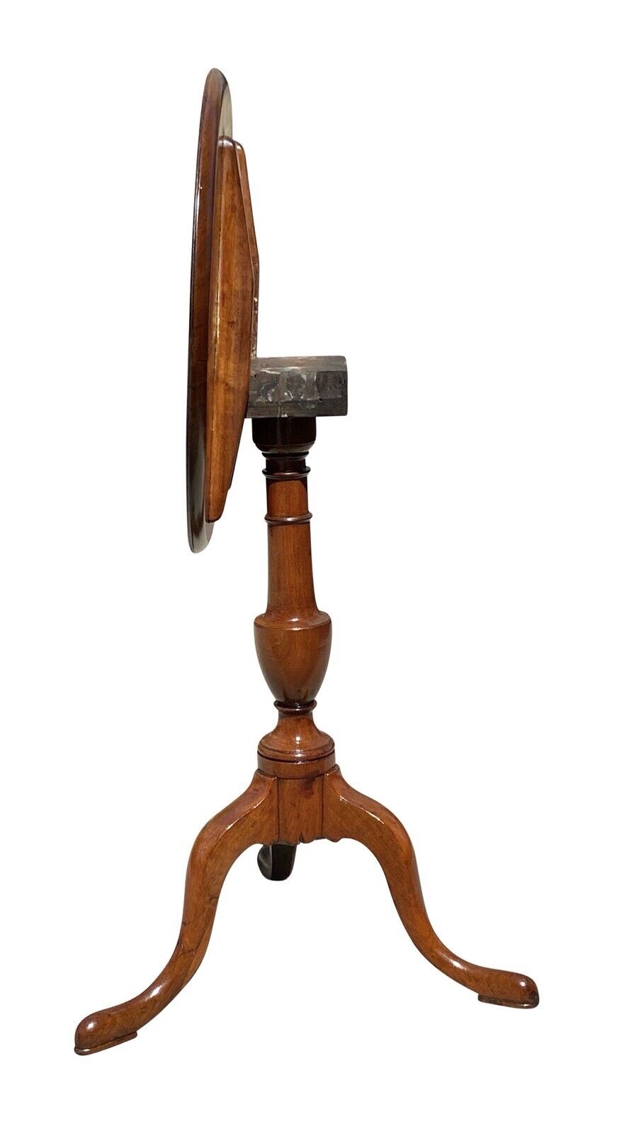 18th C Antique Queen Anne Mahogany Dish Top Kettle Stand - Tilt Top Tea Table