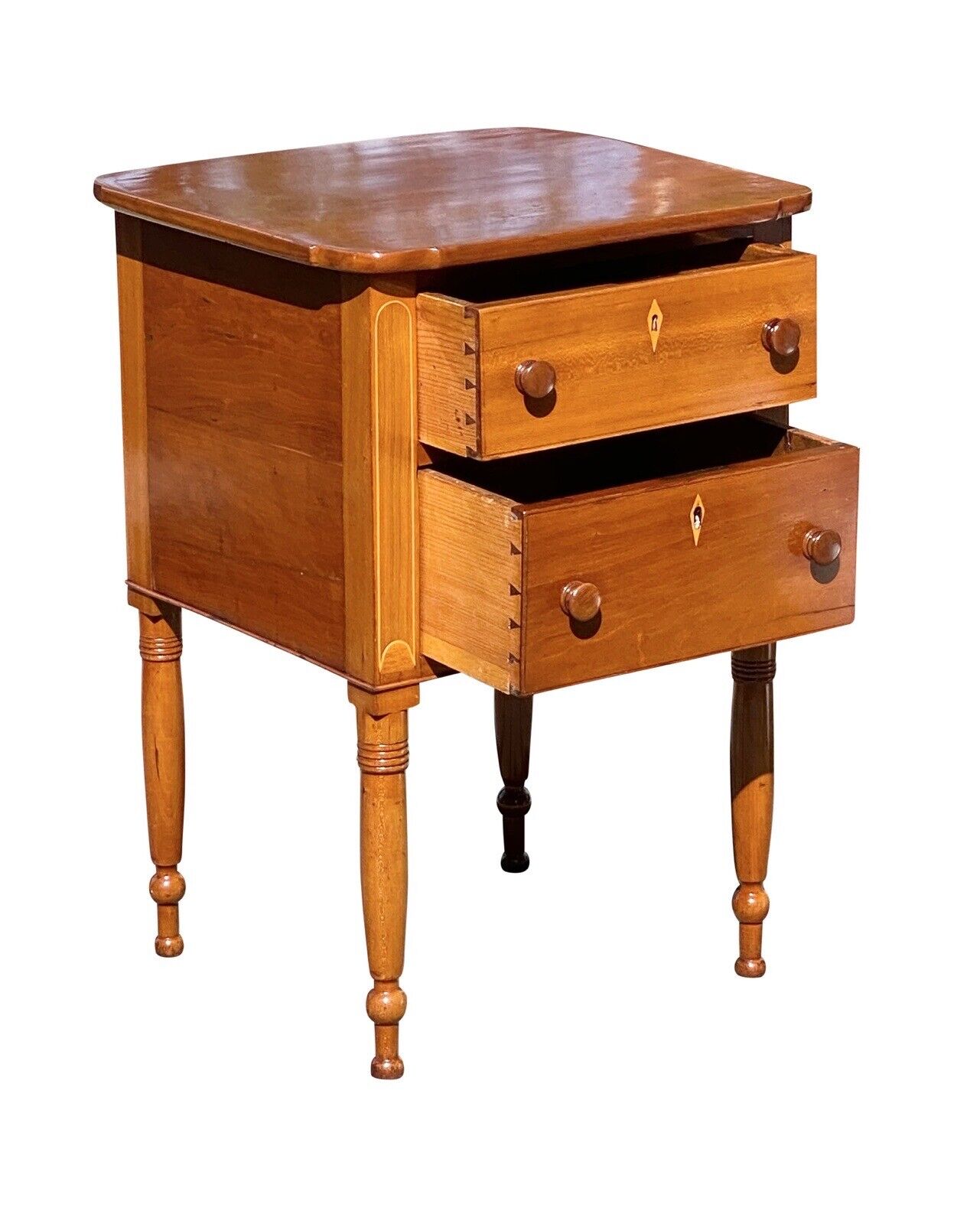 Early 19th Century Antique Federal Kentucky Cherry Inlaid Work Table - Very Rare