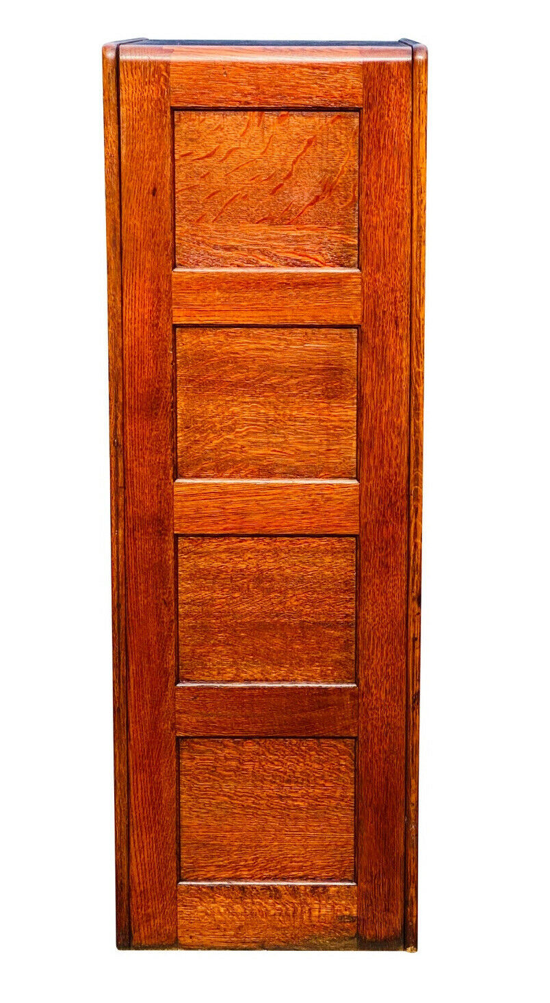 20TH C ANTIQUE ARTS & CRAFTS LIBRARY BUREAU 4 DRAWER TIGER OAK FILE CABINET