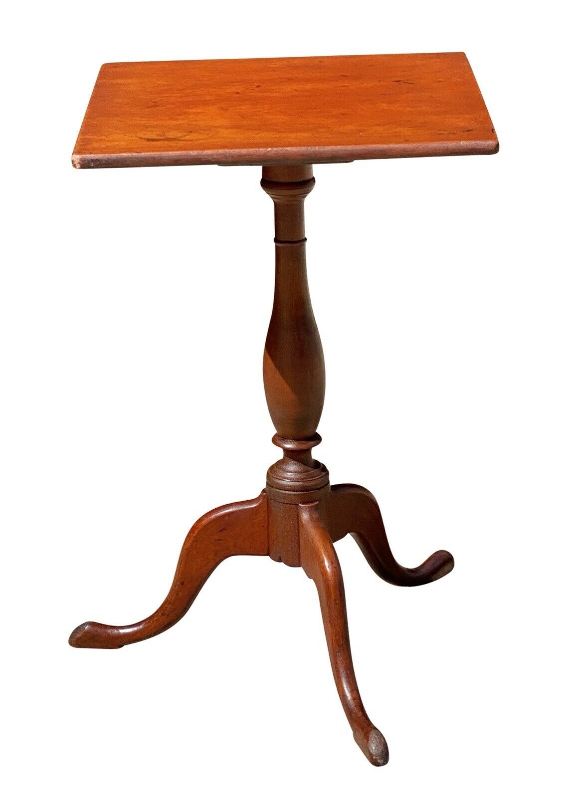18th C Antique Queen Anne New England Country Cherry Candlestand / End Table
