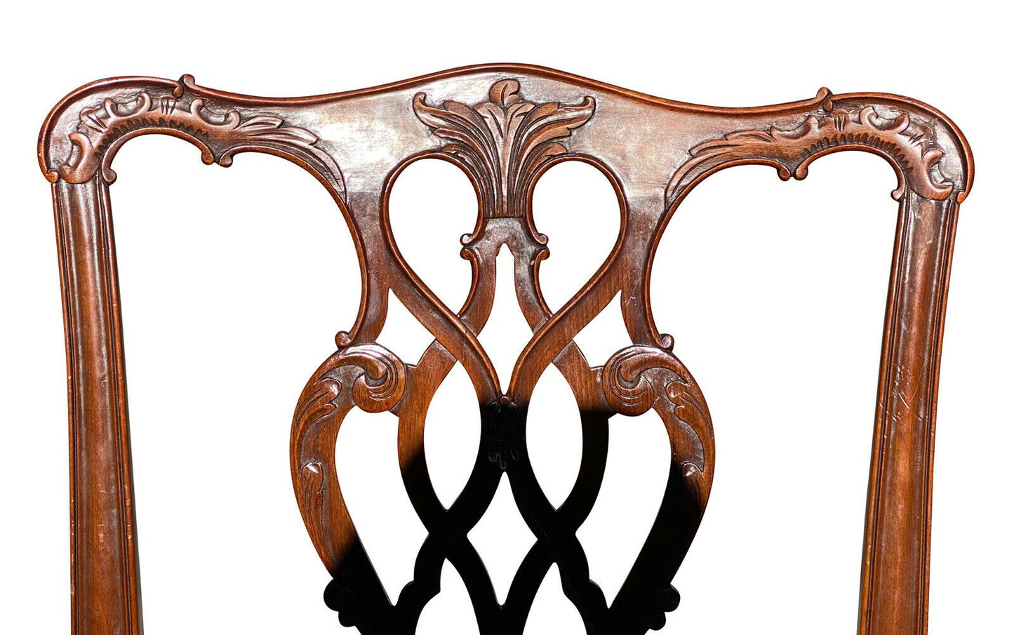 20TH C CHIPPENDALE ANTIQUE STYLE SET OF 8 CUSTOM MAHOGANY DINING CHAIRS