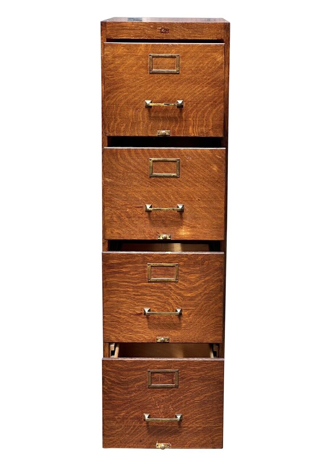 Antique Oak 4 Drawer Wood File Cabinet - Weis Furniture Company