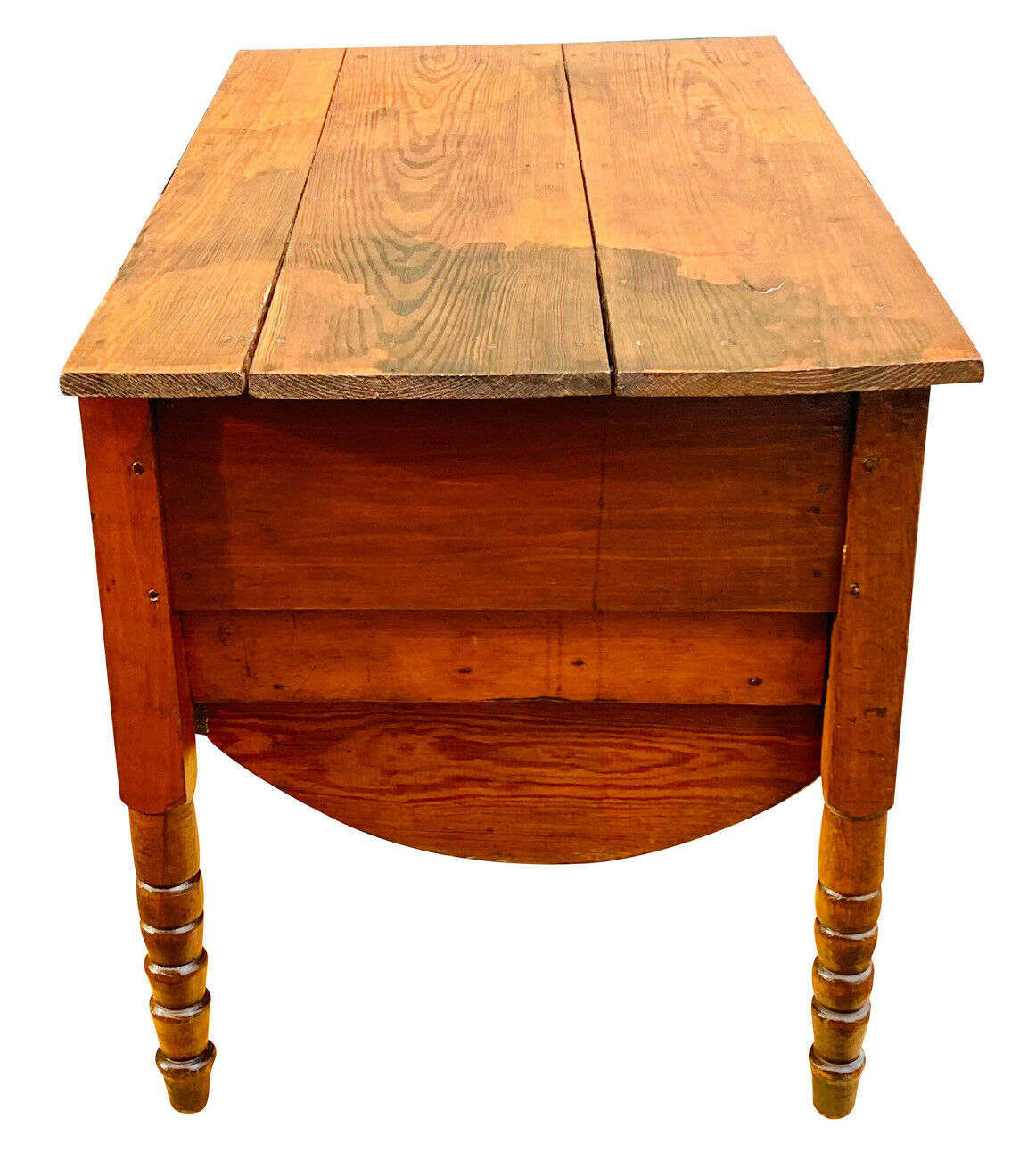 19TH C ANTIQUE VICTORIAN SOUTHERN YELLOW PINE SOW BELLY KITCHEN / BAKERS TABLE