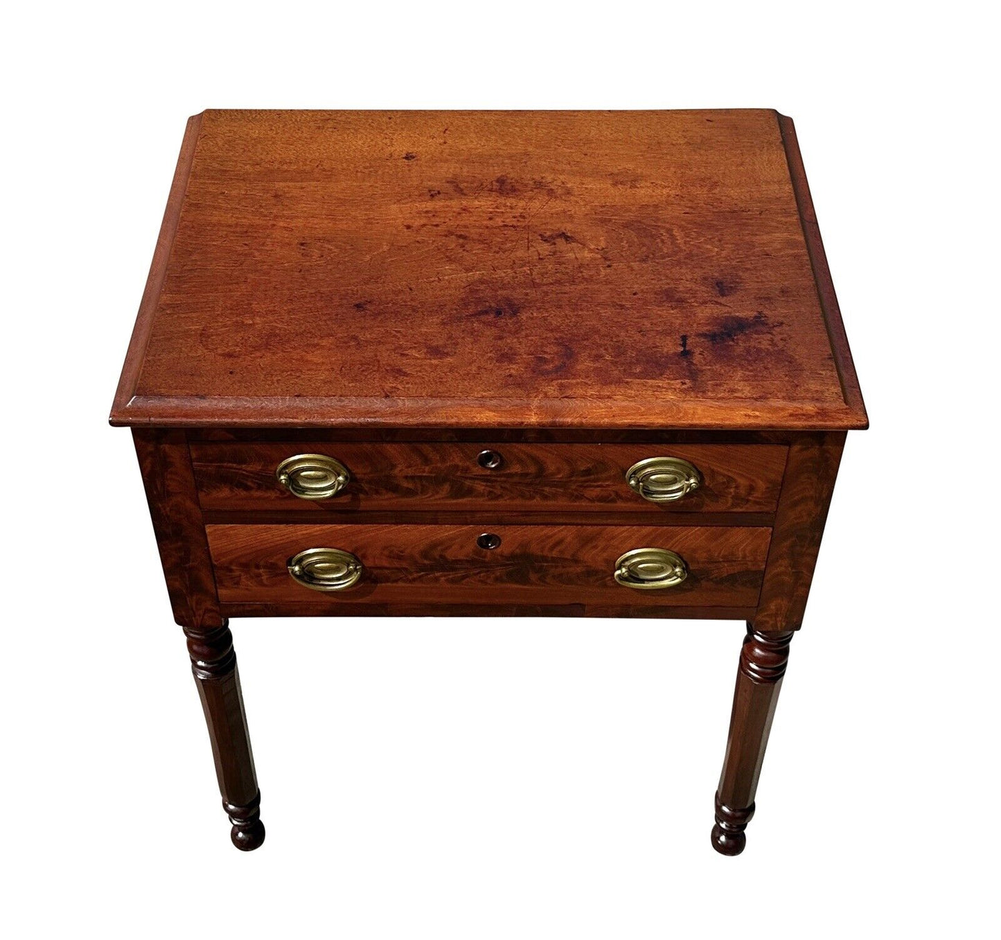 19th Century Antique Sheraton Mahogany Worktable / Stand With Octagonal Legs