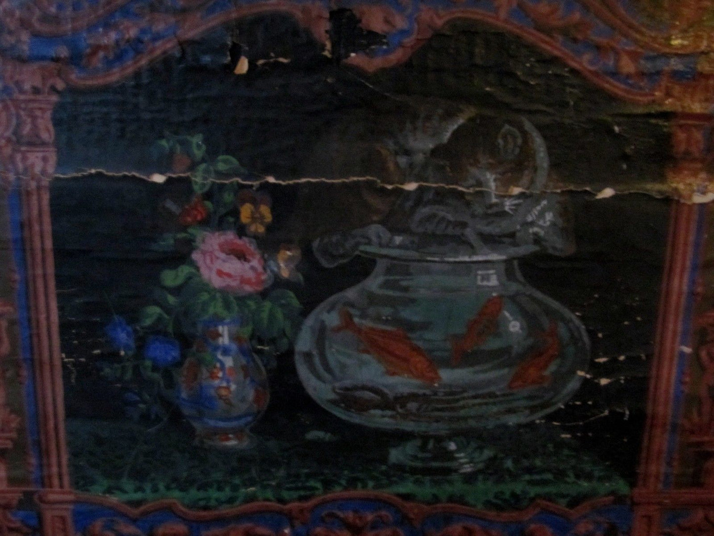 EARLY 19TH CENTURY FEDERAL PERIOD DECORATED FIRE BOARD FIRE PLACE COVER-