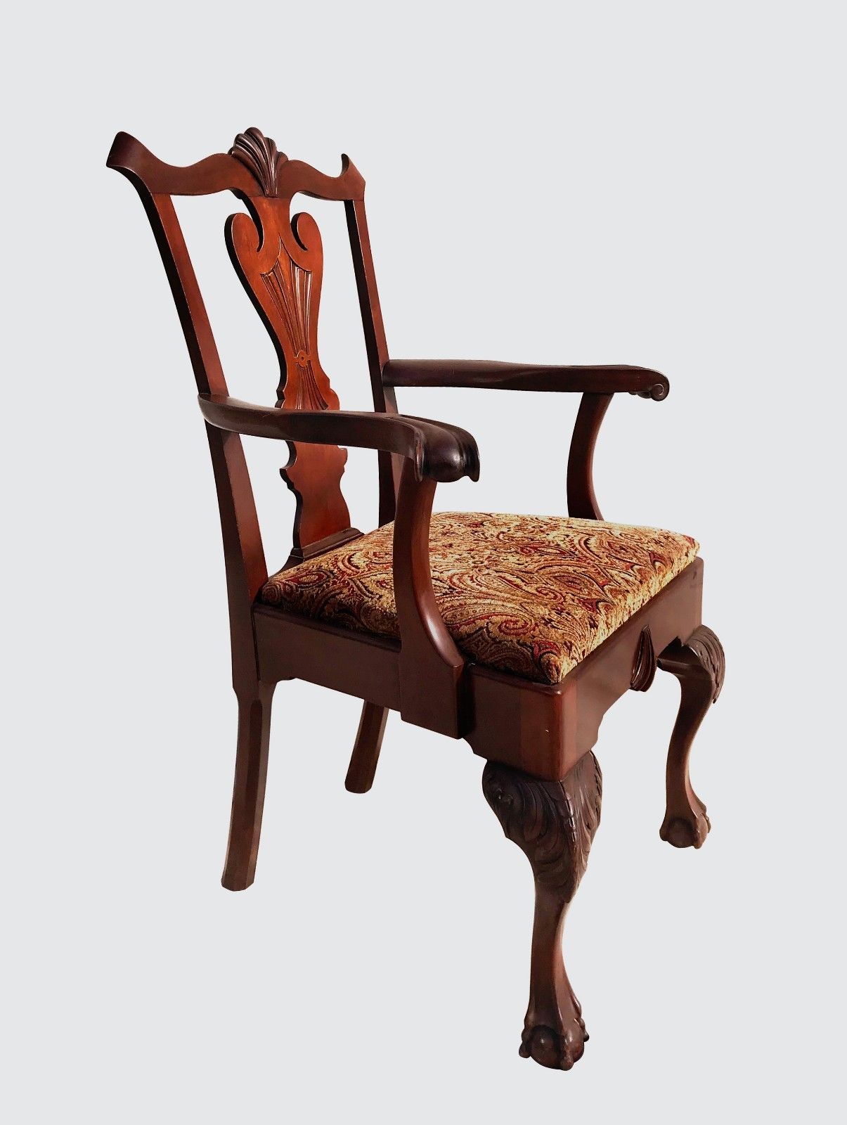 RARE & UNUSUAL ANTIQUE SET OF SIX CHIPPENDALE MAHOGANY DINING BALL & CLAW CHAIRS