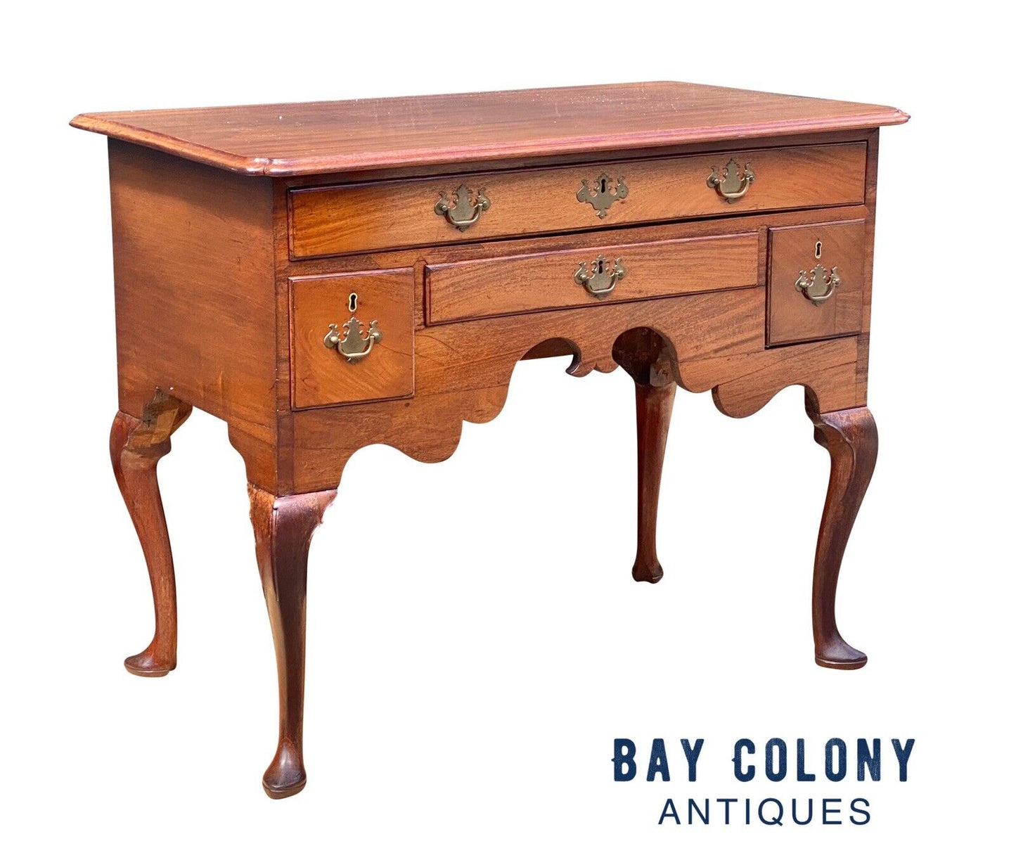 18th C Antique Queen Anne Delaware River Valley Mahogany Dressing Table / Lowboy